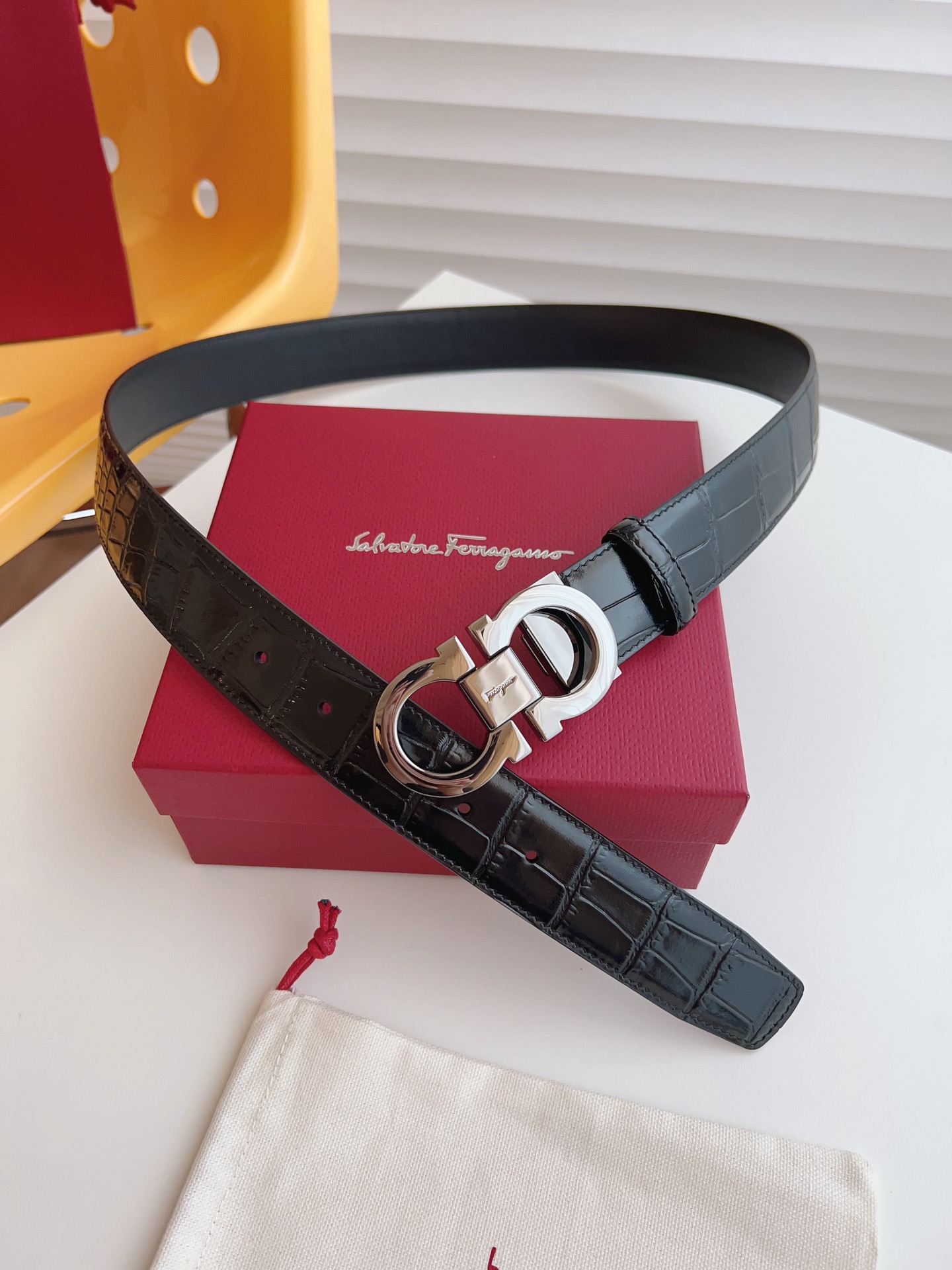 Salvatore Ferragamo Male Leather Belt Cow Leather M