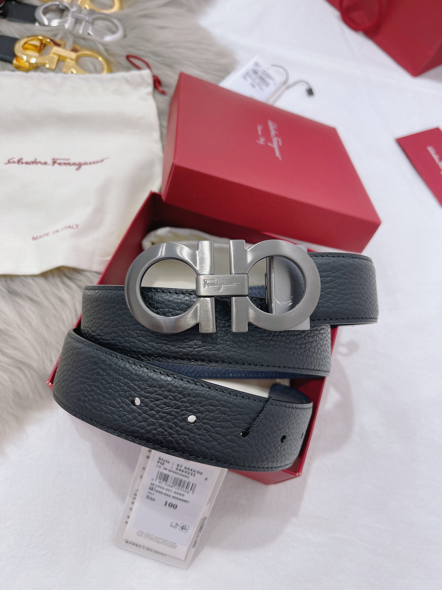 Salvatore Ferragamo Male Leather Belt Top Grain Leather M