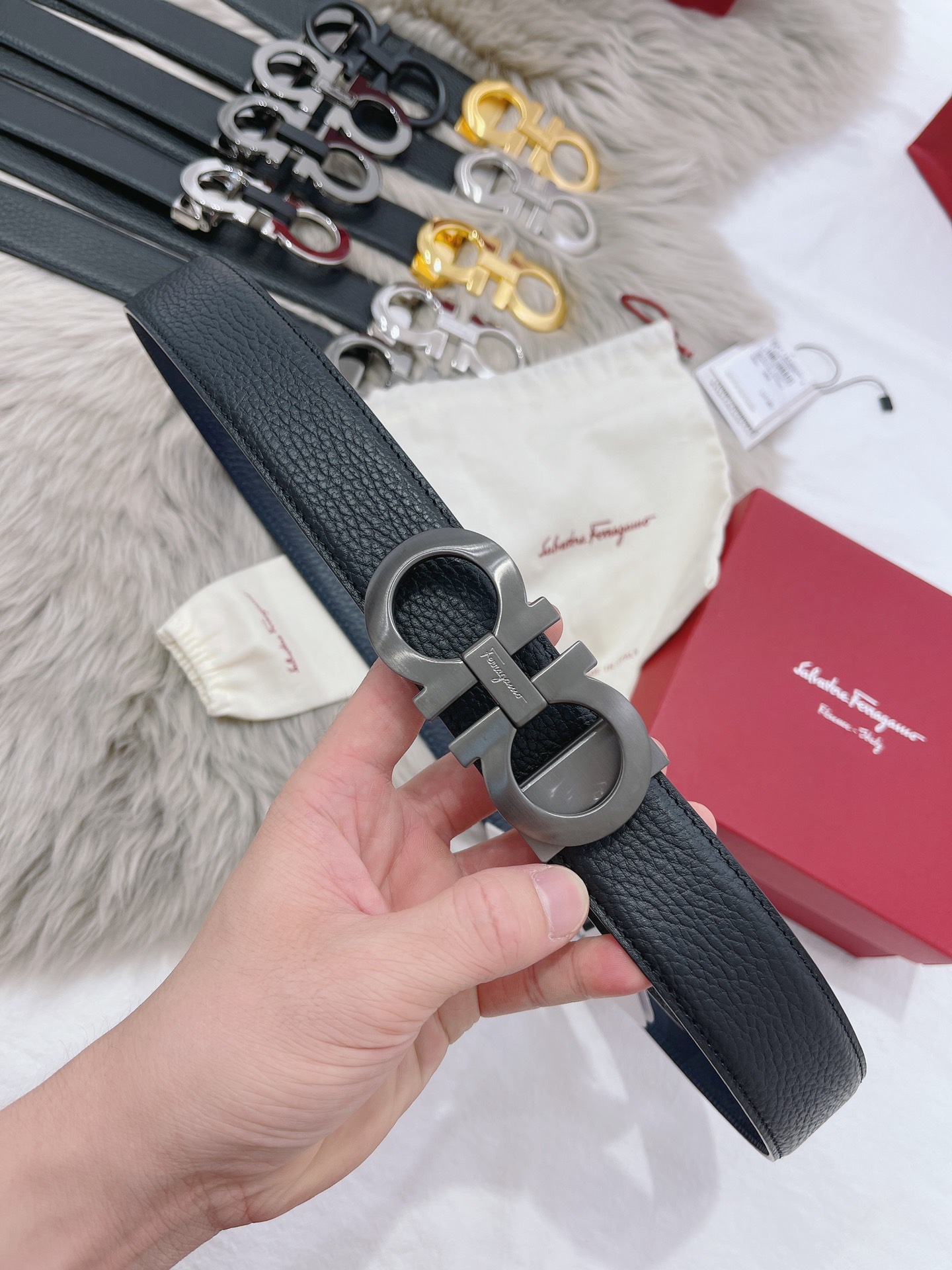 Salvatore Ferragamo Male Leather Belt Top Grain Leather M