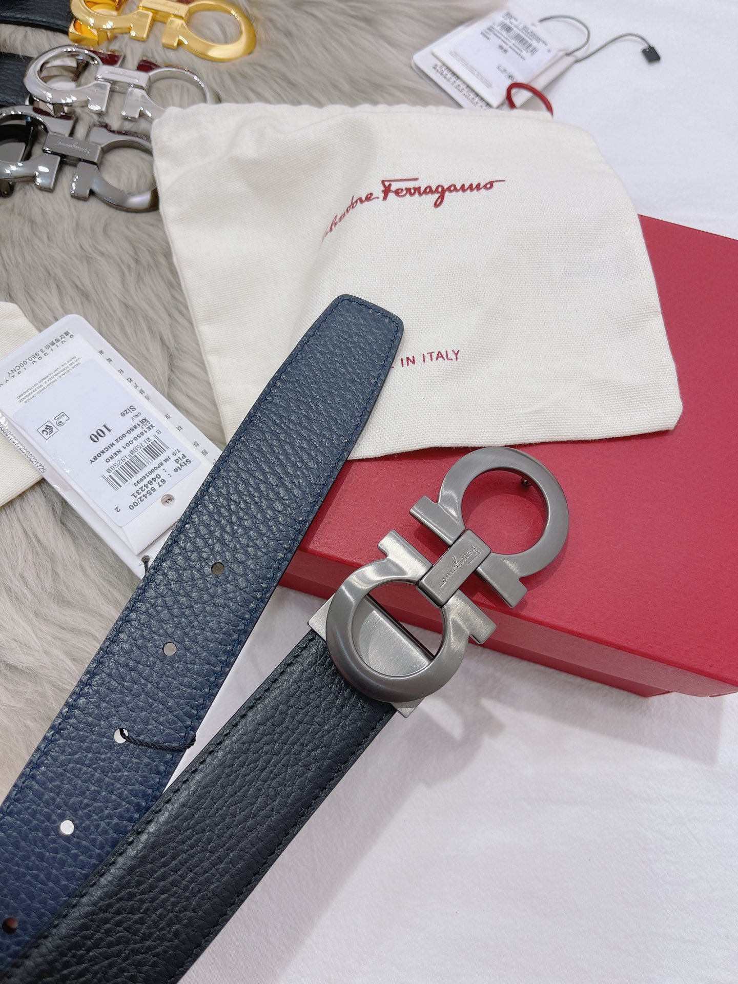 Salvatore Ferragamo Male Leather Belt Top Grain Leather M