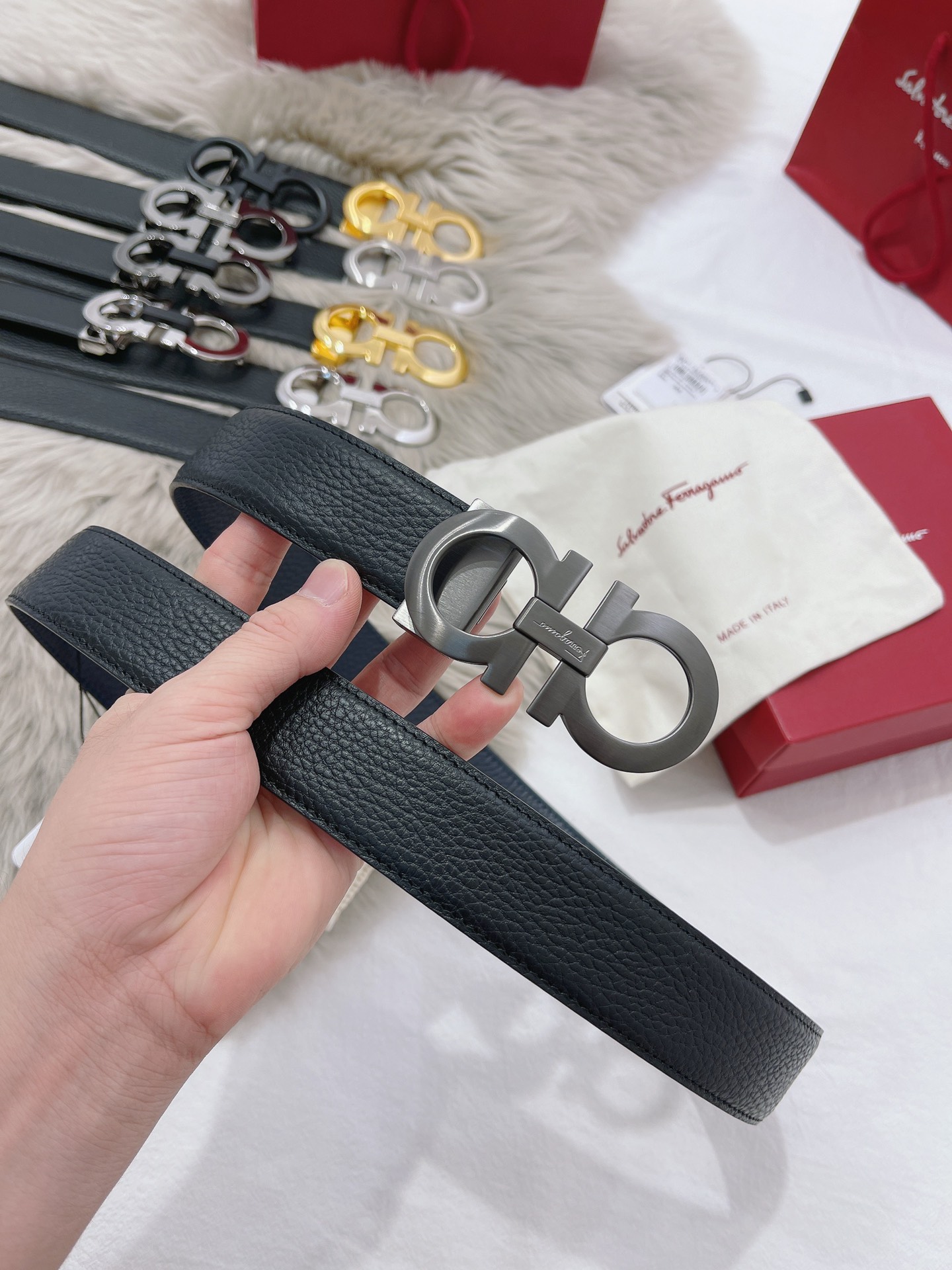 Salvatore Ferragamo Male Leather Belt Top Grain Leather M