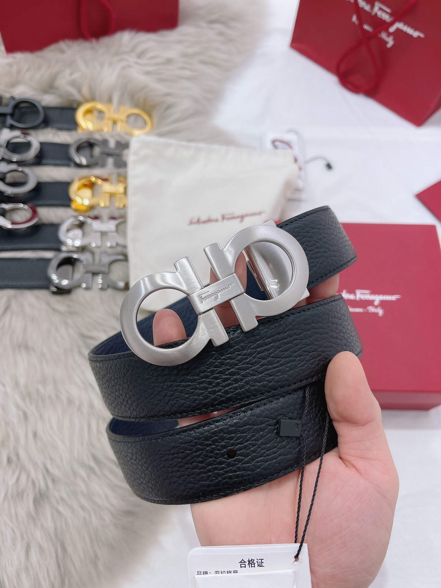 Salvatore Ferragamo Male Leather Belt Top Grain Leather M