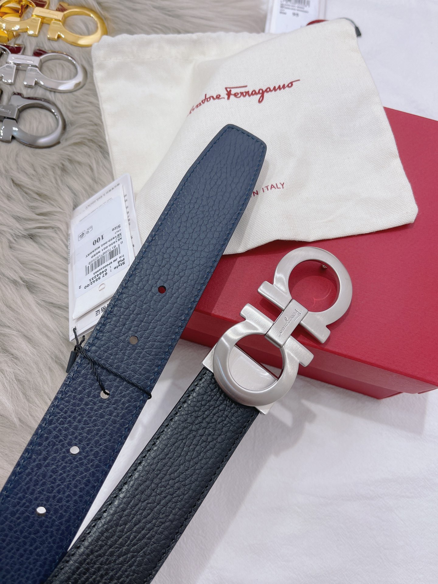 Salvatore Ferragamo Male Leather Belt Top Grain Leather M