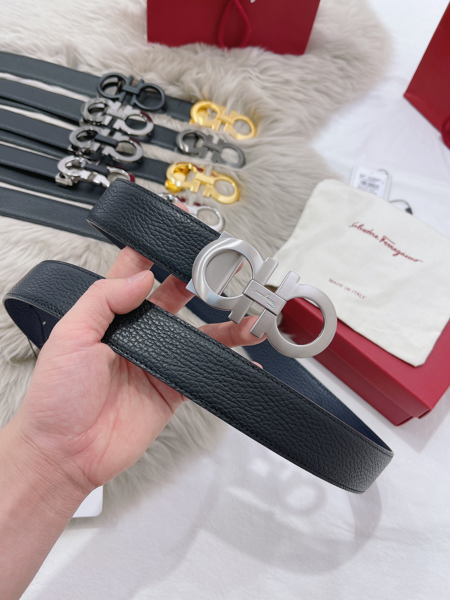 Salvatore Ferragamo Male Leather Belt Top Grain Leather M