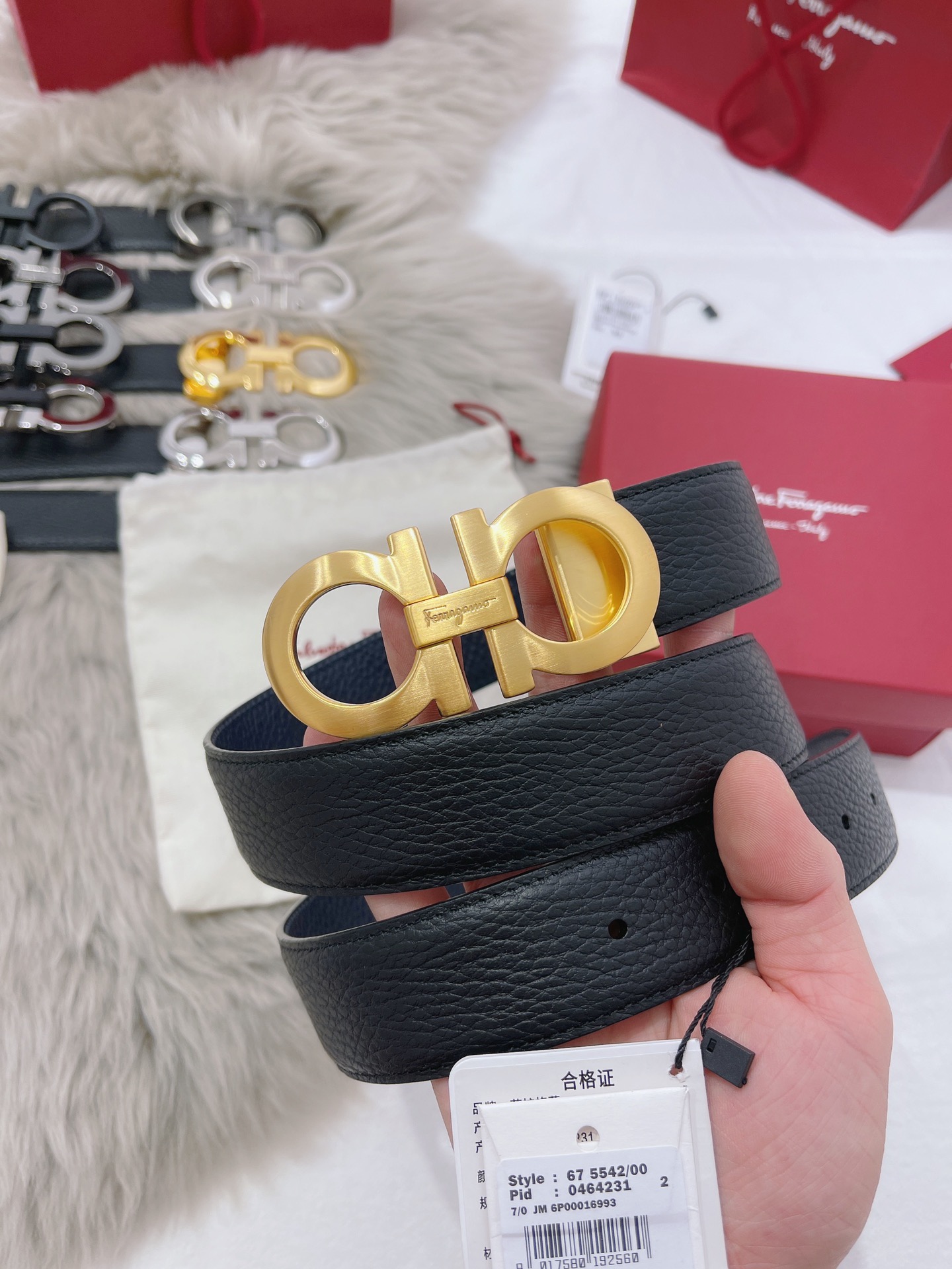 Salvatore Ferragamo Male Leather Belt Top Grain Leather M