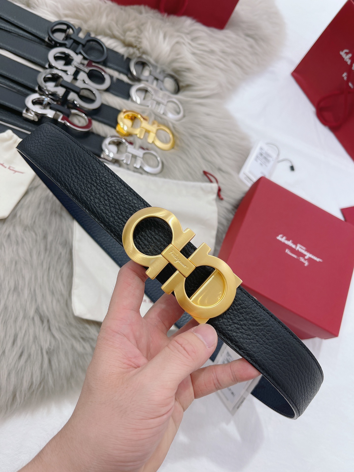 Salvatore Ferragamo Male Leather Belt Top Grain Leather M