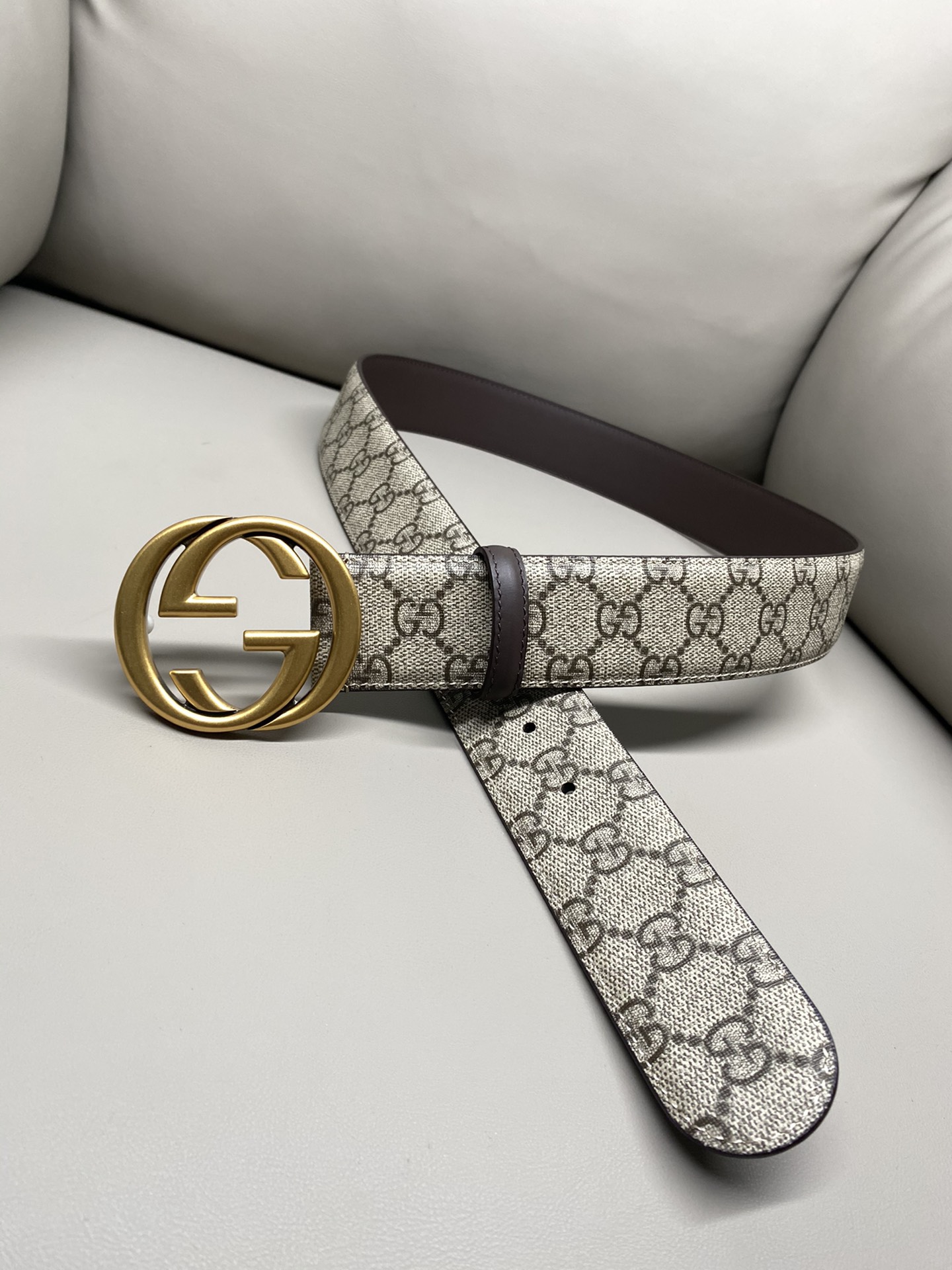 Gucci Basic Belt Canvas Gold S-m