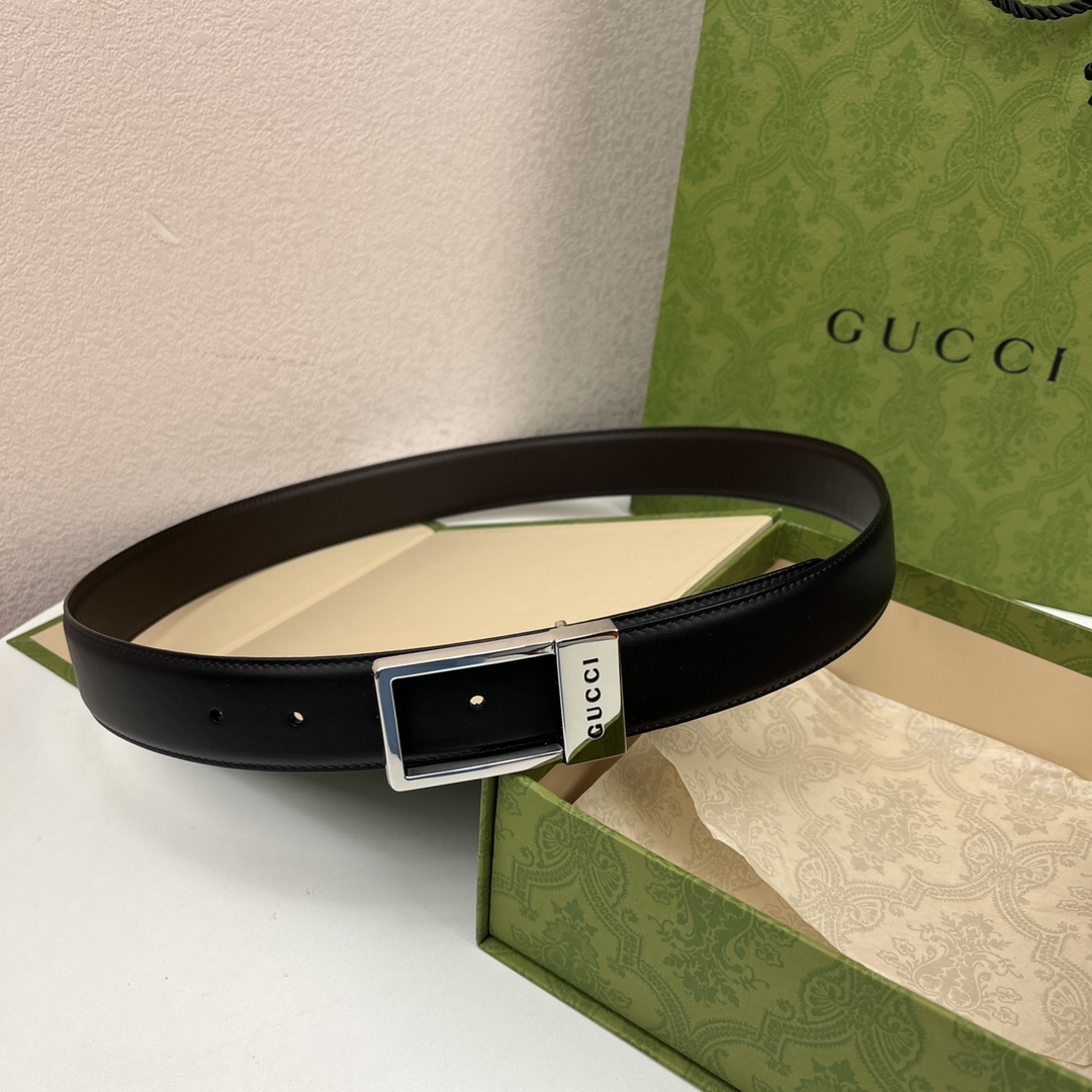 Gucci Male Basic Belt Cow Leather Black M
