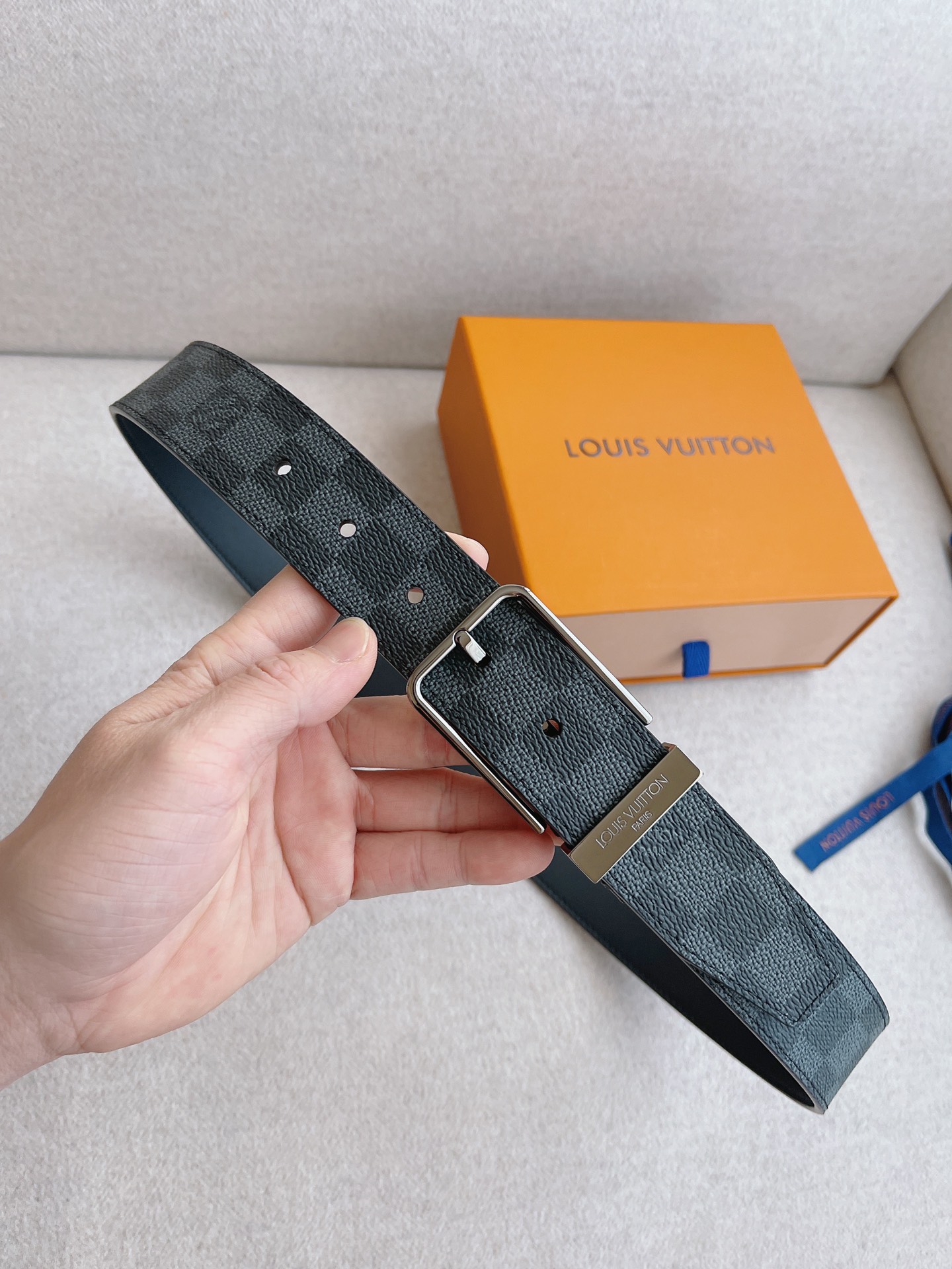 Louis Vuitton Leather Belt Cow Leather 35mm-m-l