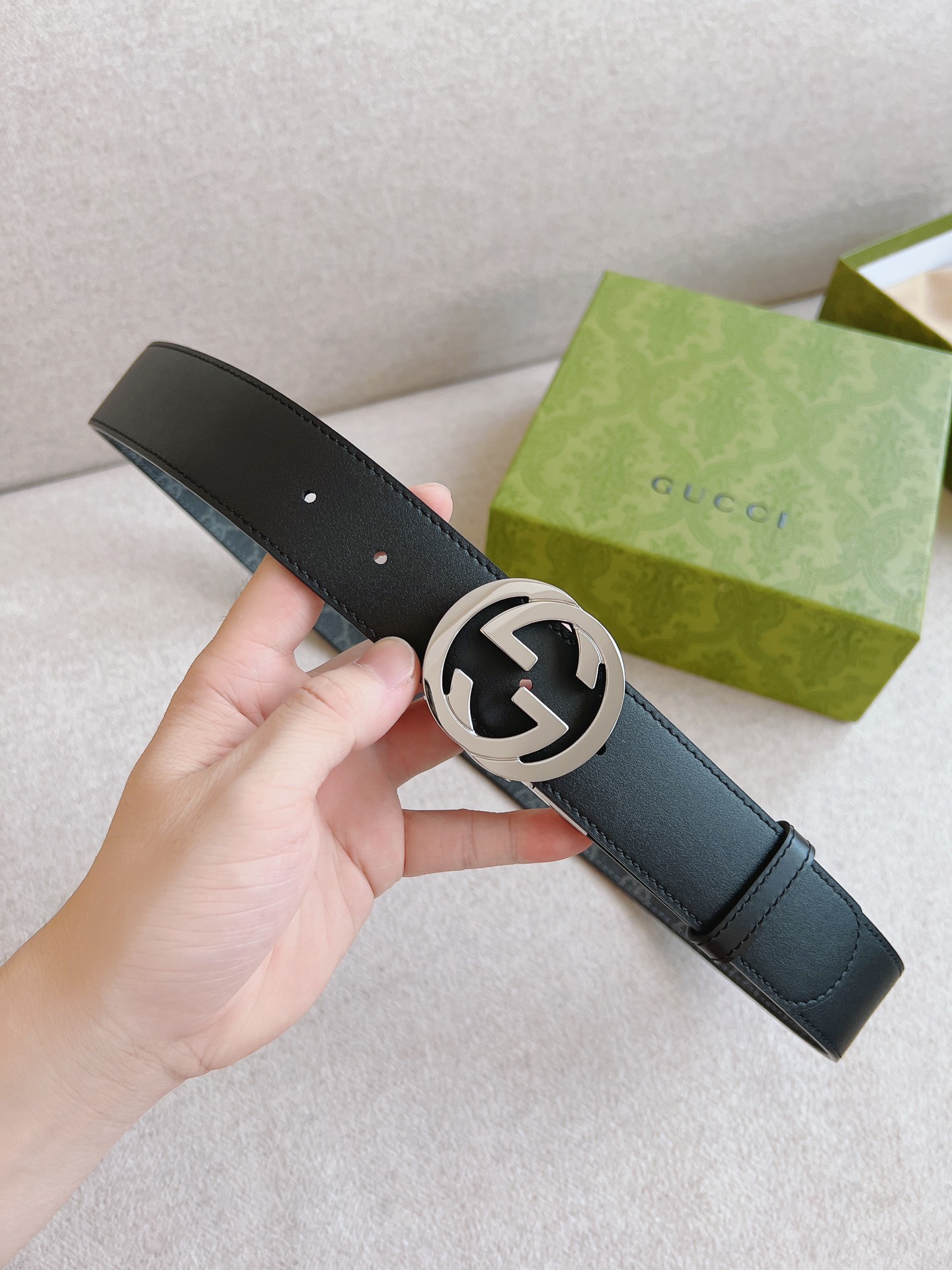 Gucci Basic Belt Canvas Black 37mm-s-m