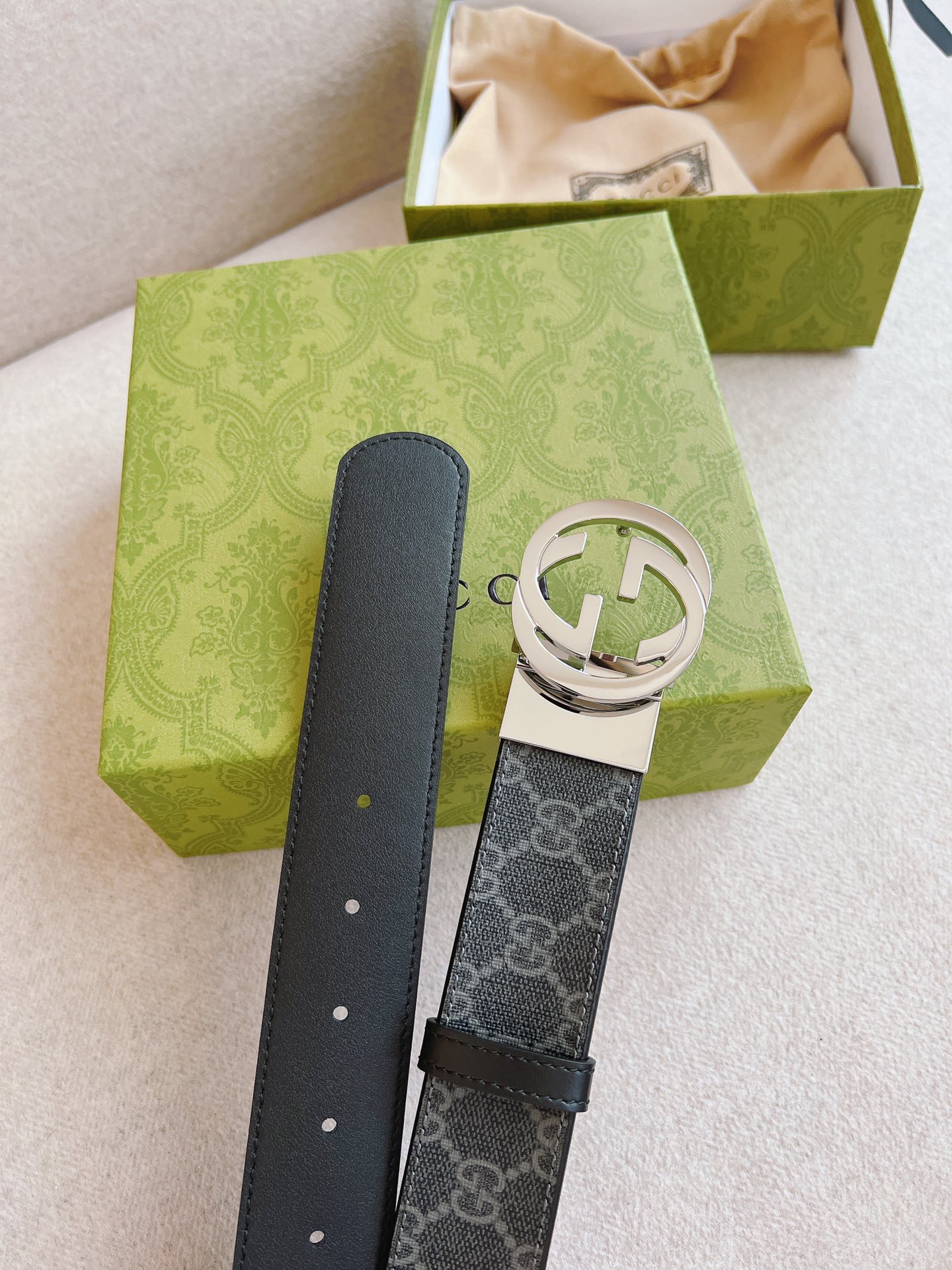 Gucci Basic Belt Canvas Black 37mm-s-m