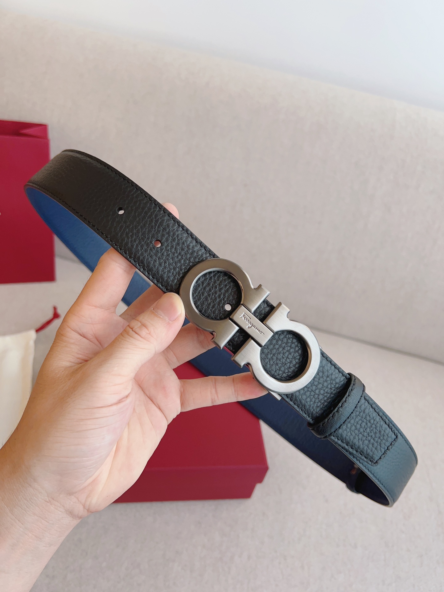 Salvatore Ferragamo Male Leather Belt Adjustable 35mm-m