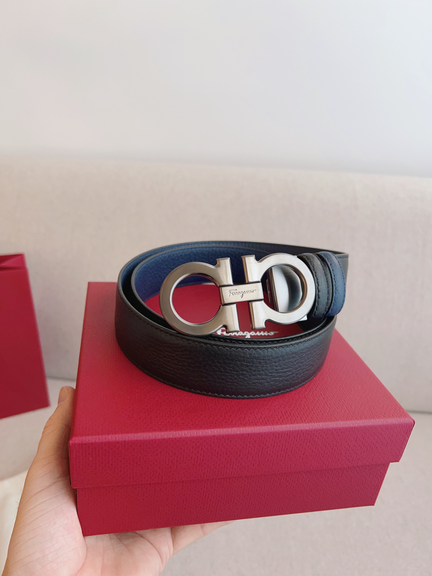 Salvatore Ferragamo Male Leather Belt Adjustable 35mm-m