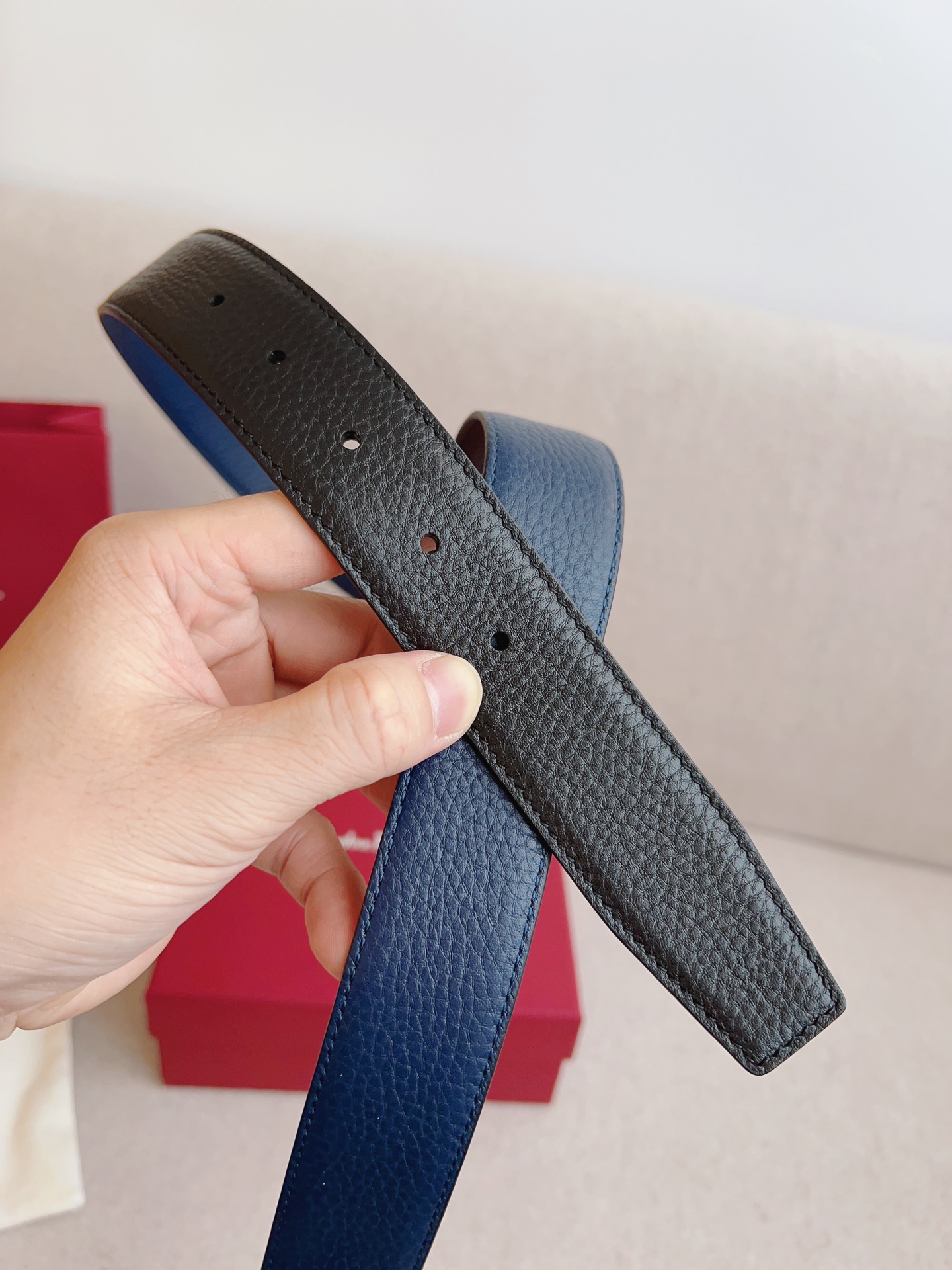 Salvatore Ferragamo Male Leather Belt Adjustable 35mm-m