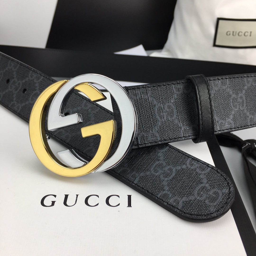 Gucci Leather Belt Cow Leather Black Waterproof M