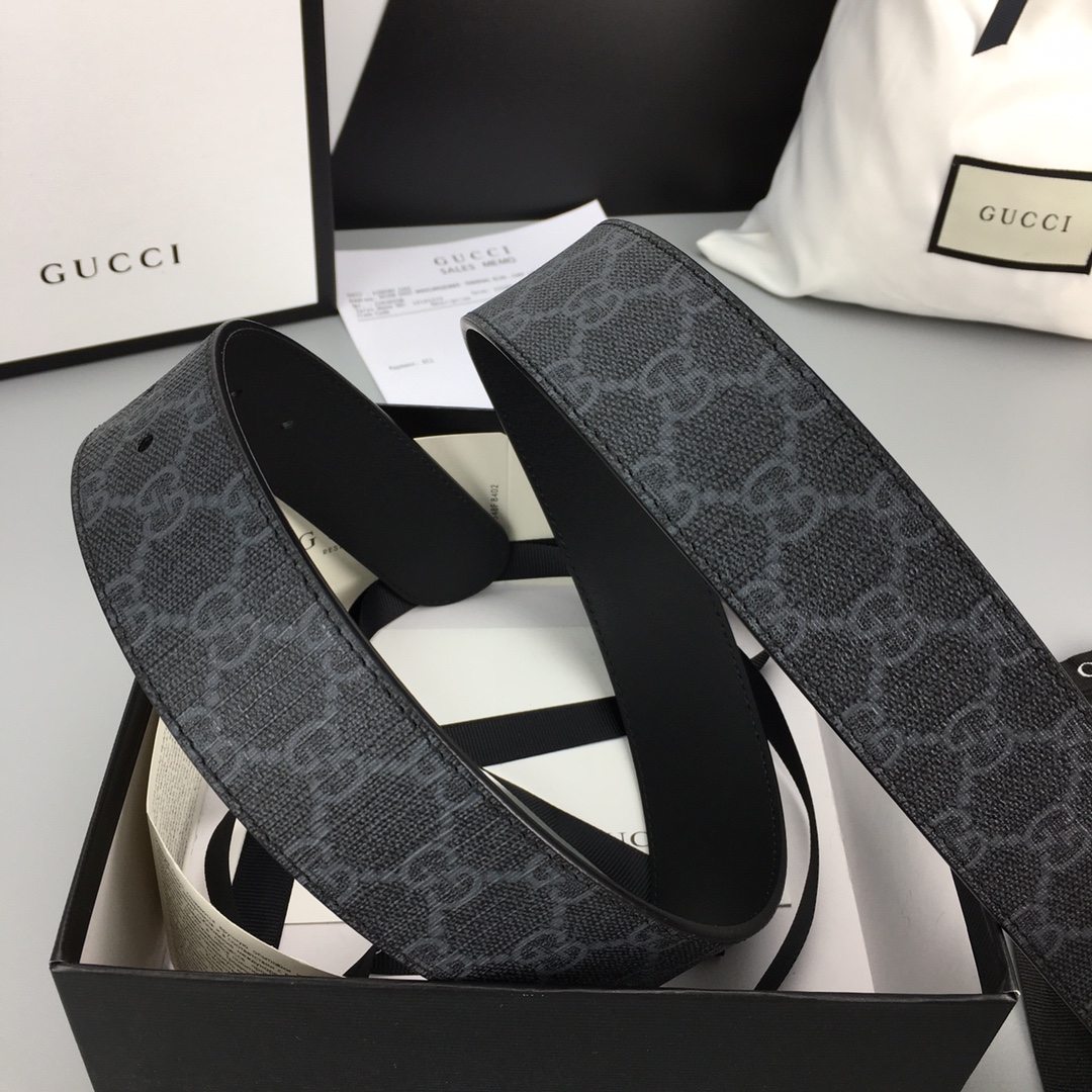 Gucci Leather Belt Cow Leather Black Waterproof M