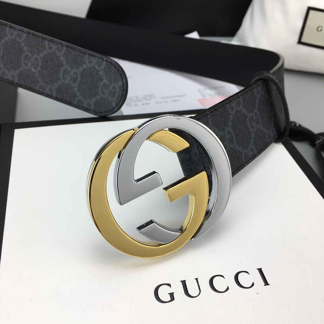 Gucci Leather Belt Cow Leather Black Waterproof M