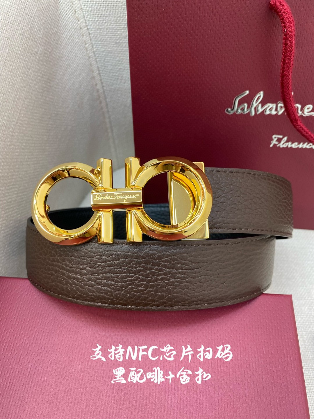 Salvatore Ferragamo Male Leather Belt Top Grain Leather M