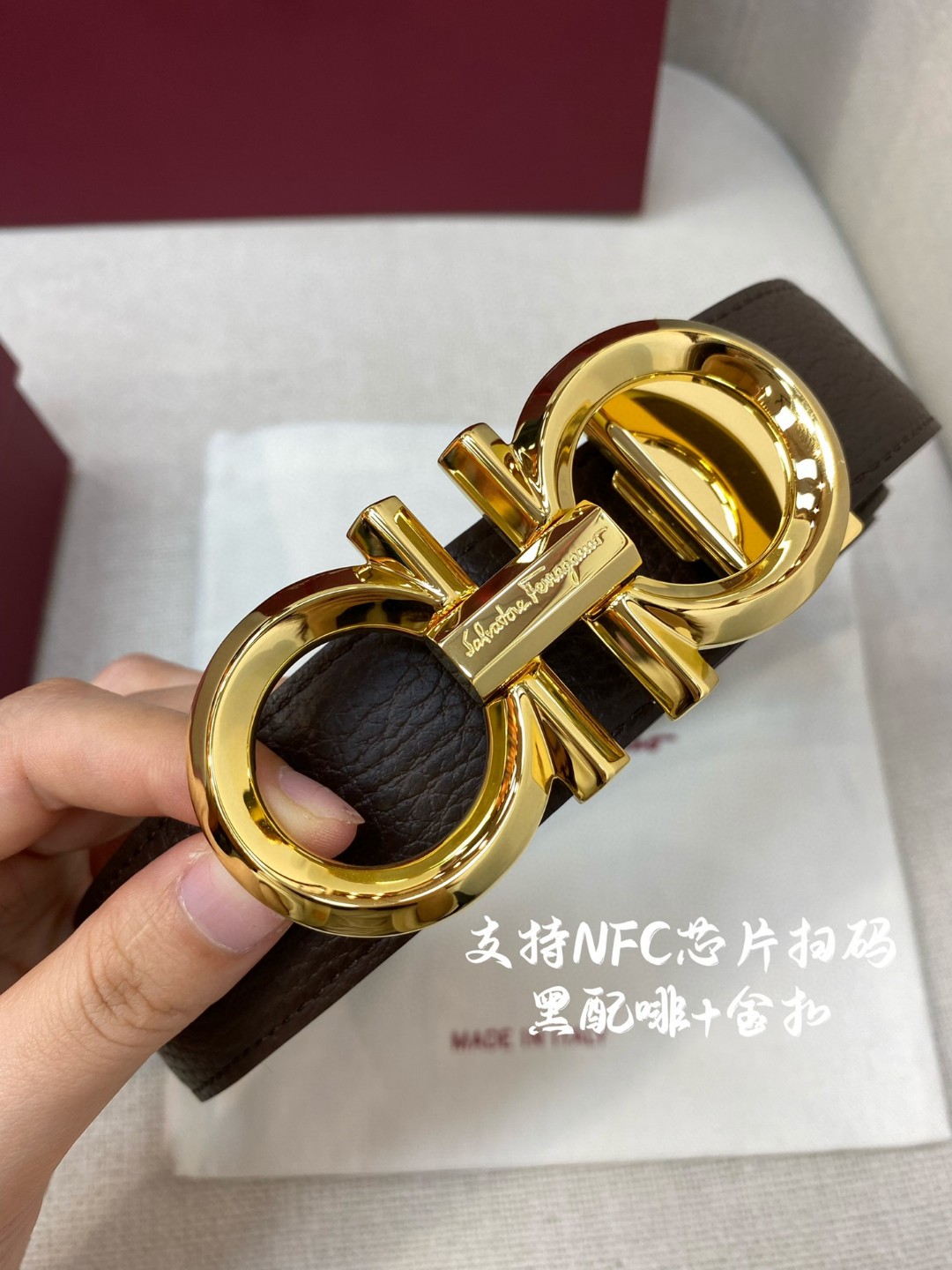 Salvatore Ferragamo Male Leather Belt Top Grain Leather M