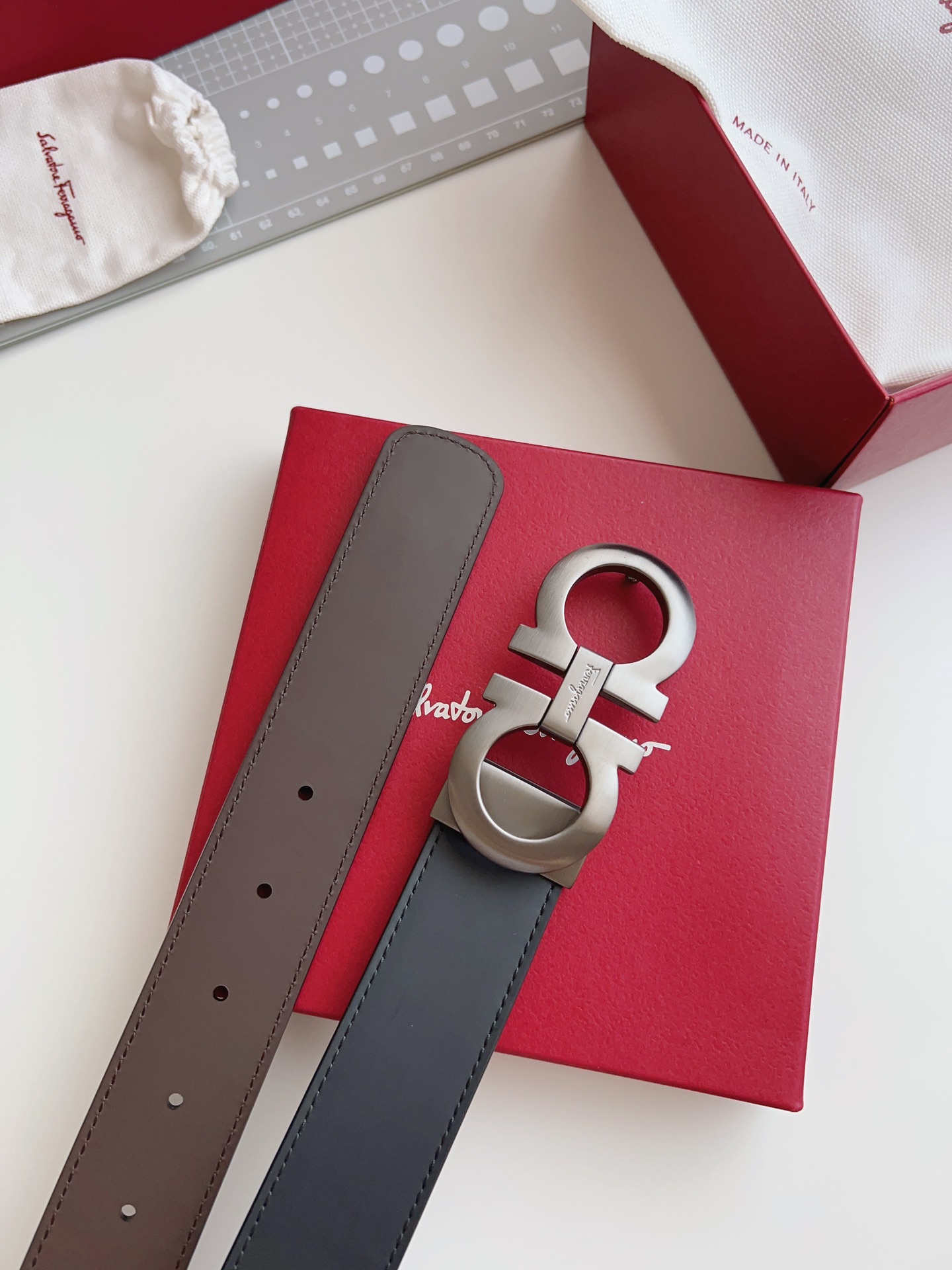 Salvatore Ferragamo Male Leather Belt Top Grain Leather M