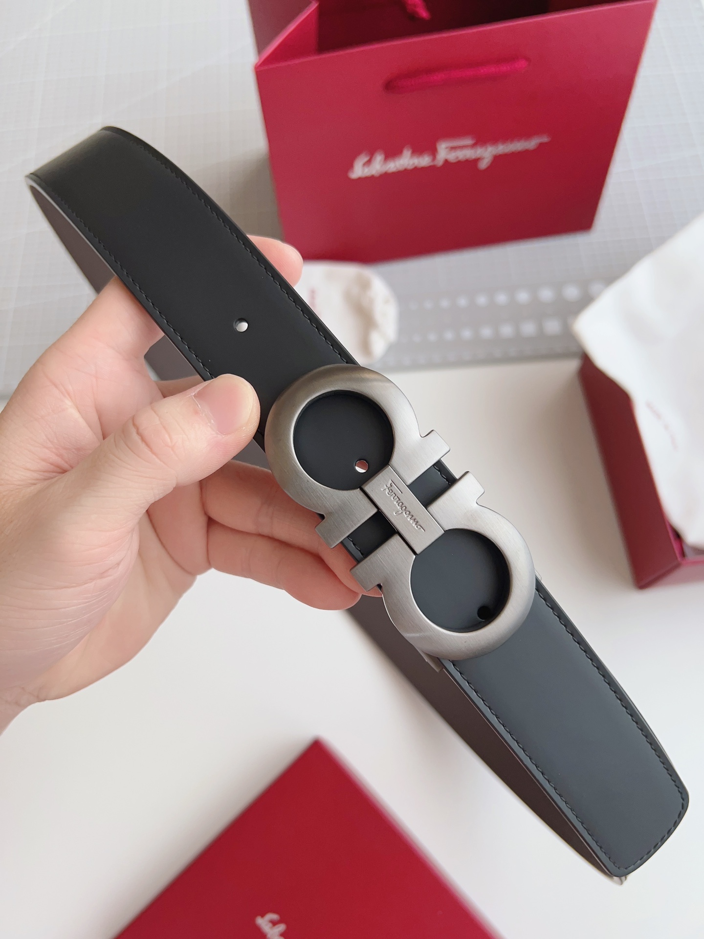 Salvatore Ferragamo Male Leather Belt Top Grain Leather M