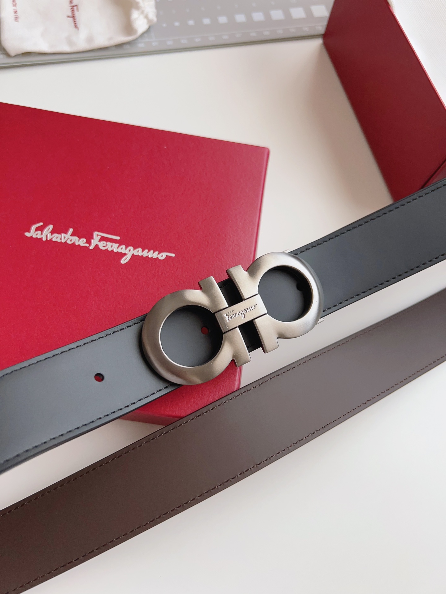 Salvatore Ferragamo Male Leather Belt Top Grain Leather M
