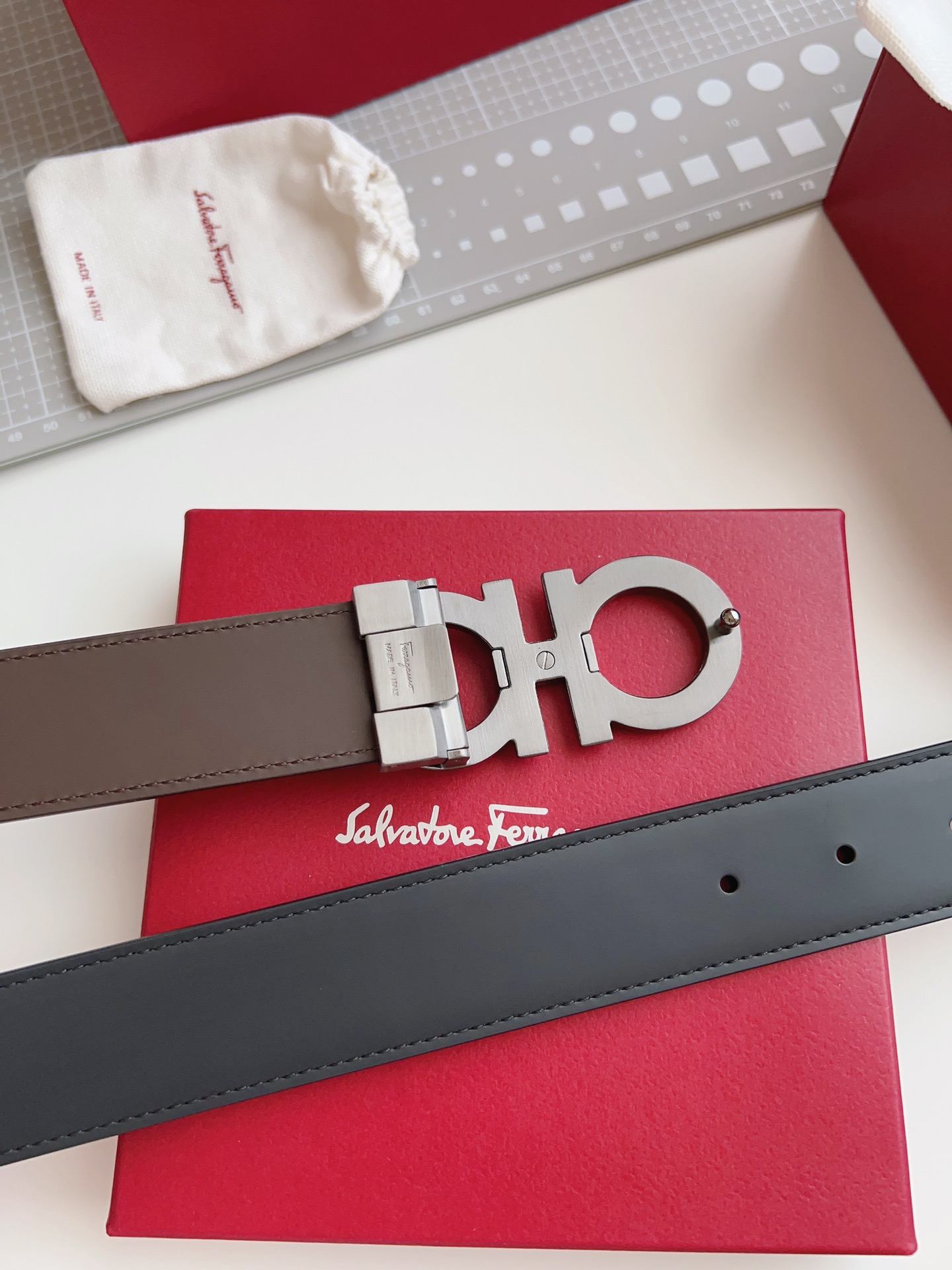 Salvatore Ferragamo Male Leather Belt Top Grain Leather M