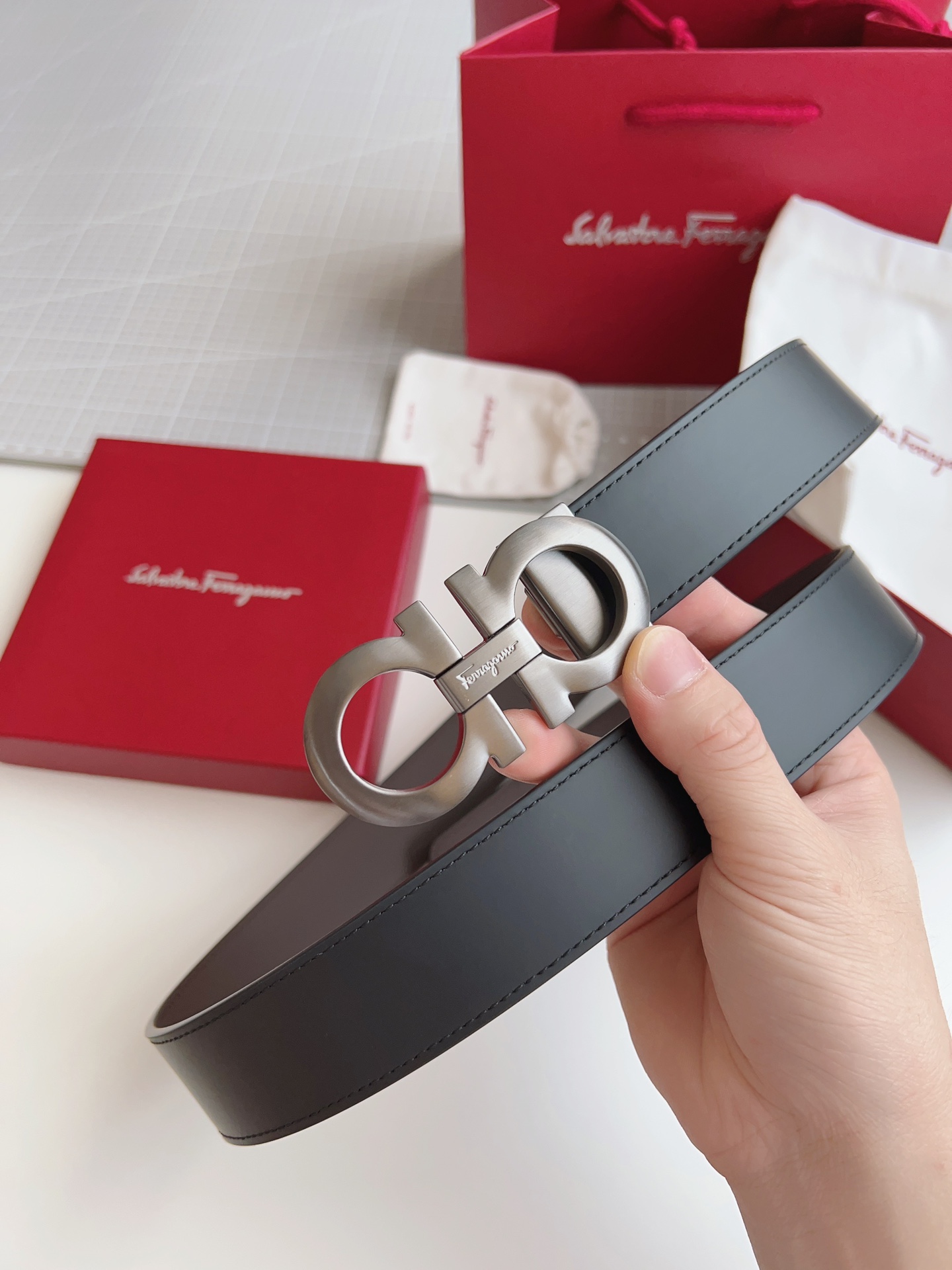 Salvatore Ferragamo Male Leather Belt Top Grain Leather M