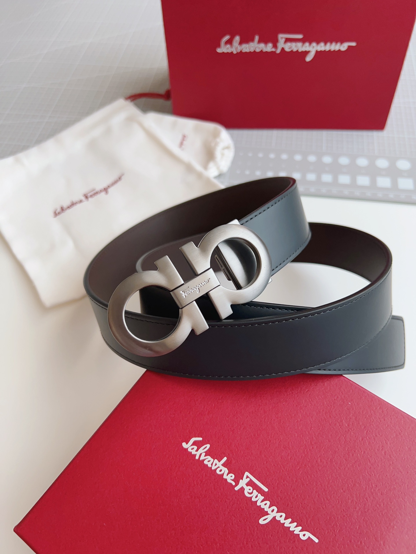 Salvatore Ferragamo Male Leather Belt Top Grain Leather M