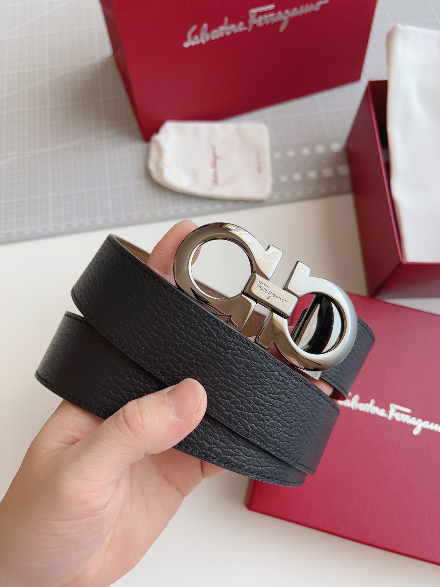 Salvatore Ferragamo Male Leather Belt Top Grain Leather M