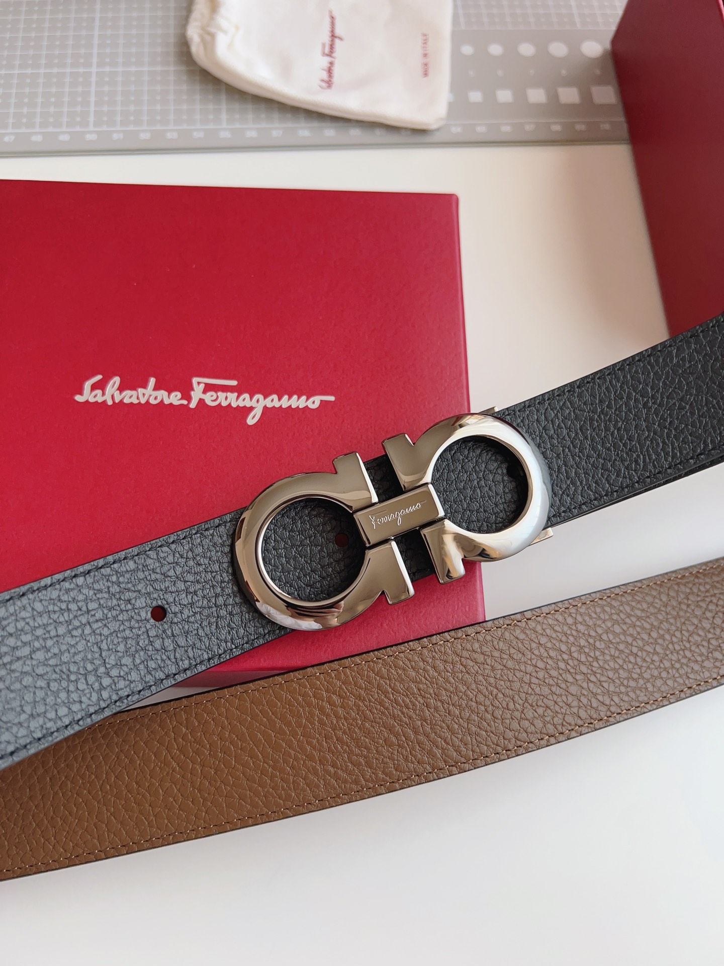 Salvatore Ferragamo Male Leather Belt Top Grain Leather M