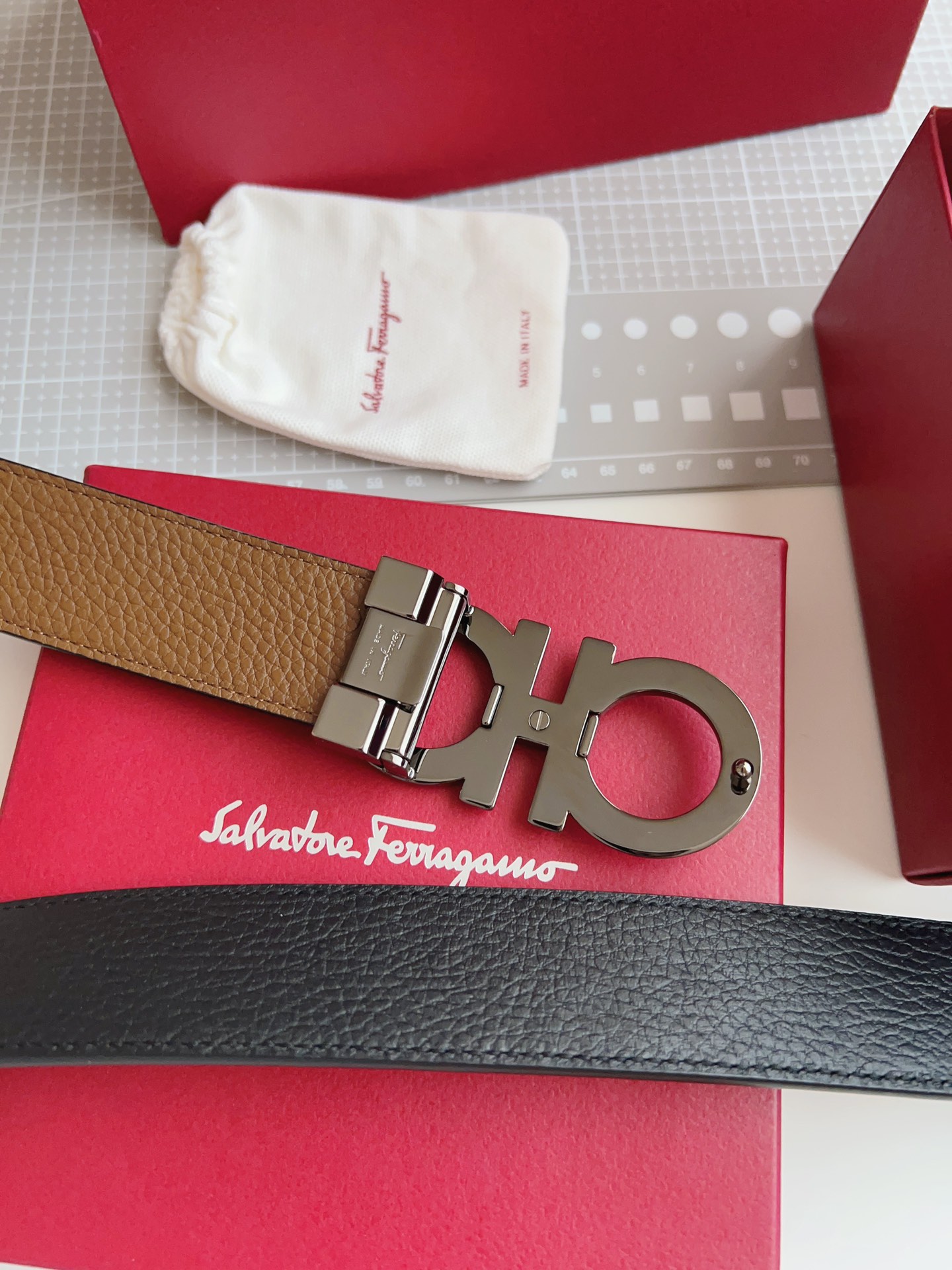 Salvatore Ferragamo Male Leather Belt Top Grain Leather M