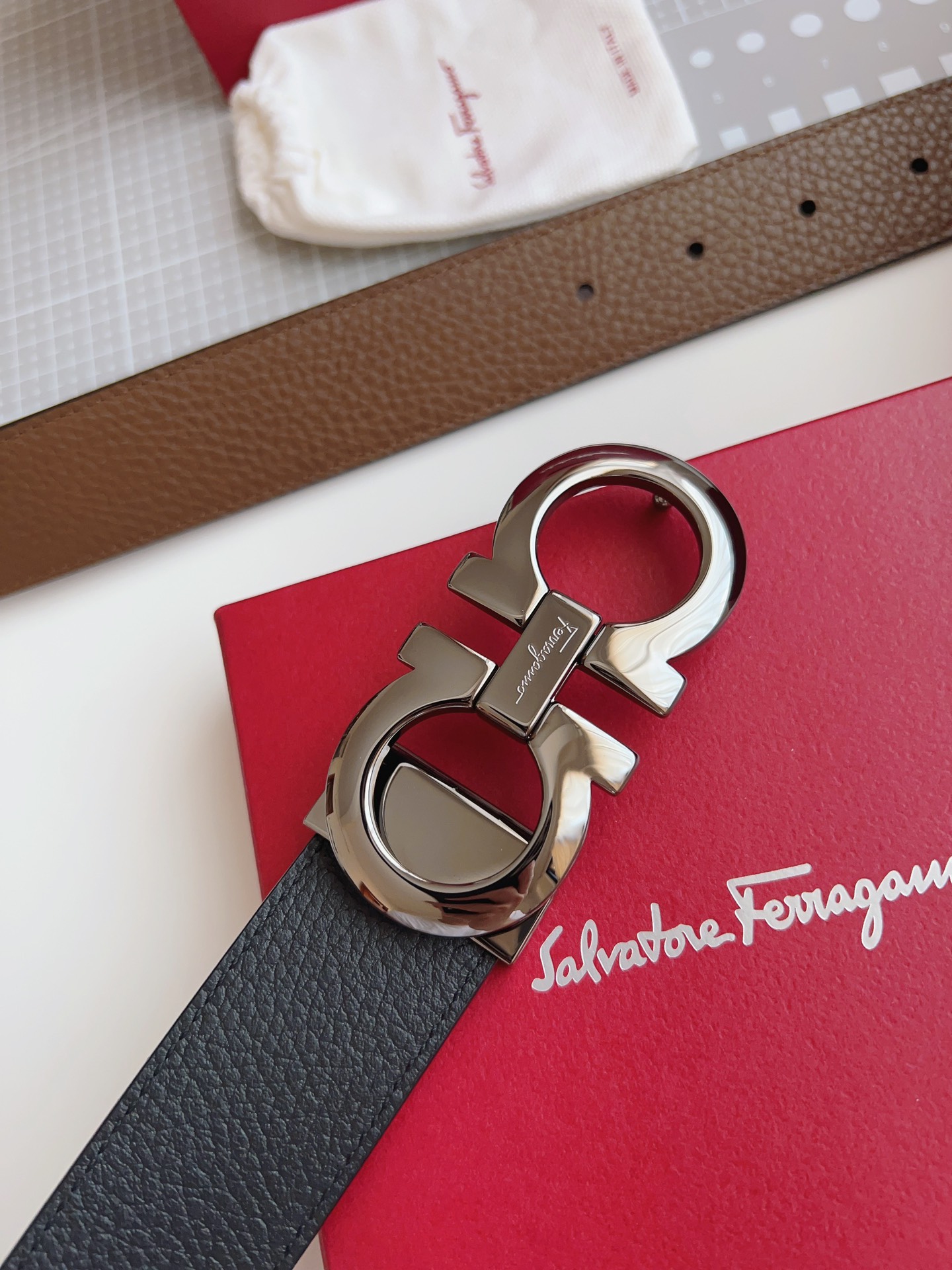 Salvatore Ferragamo Male Leather Belt Top Grain Leather M