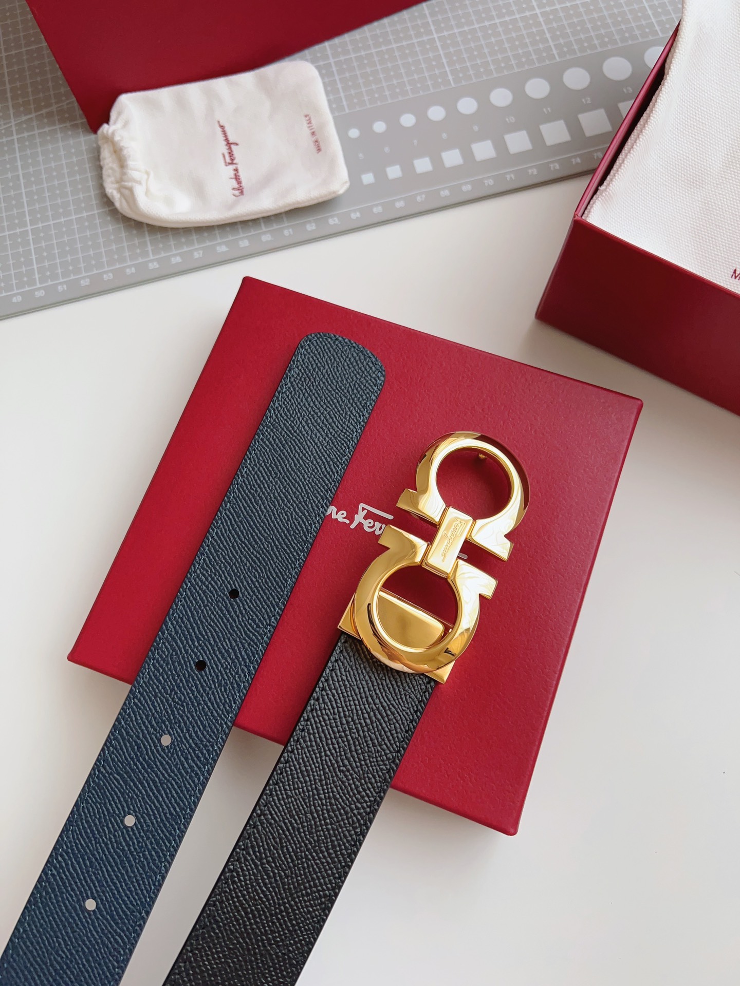 Salvatore Ferragamo Male Leather Belt Top Grain Leather M