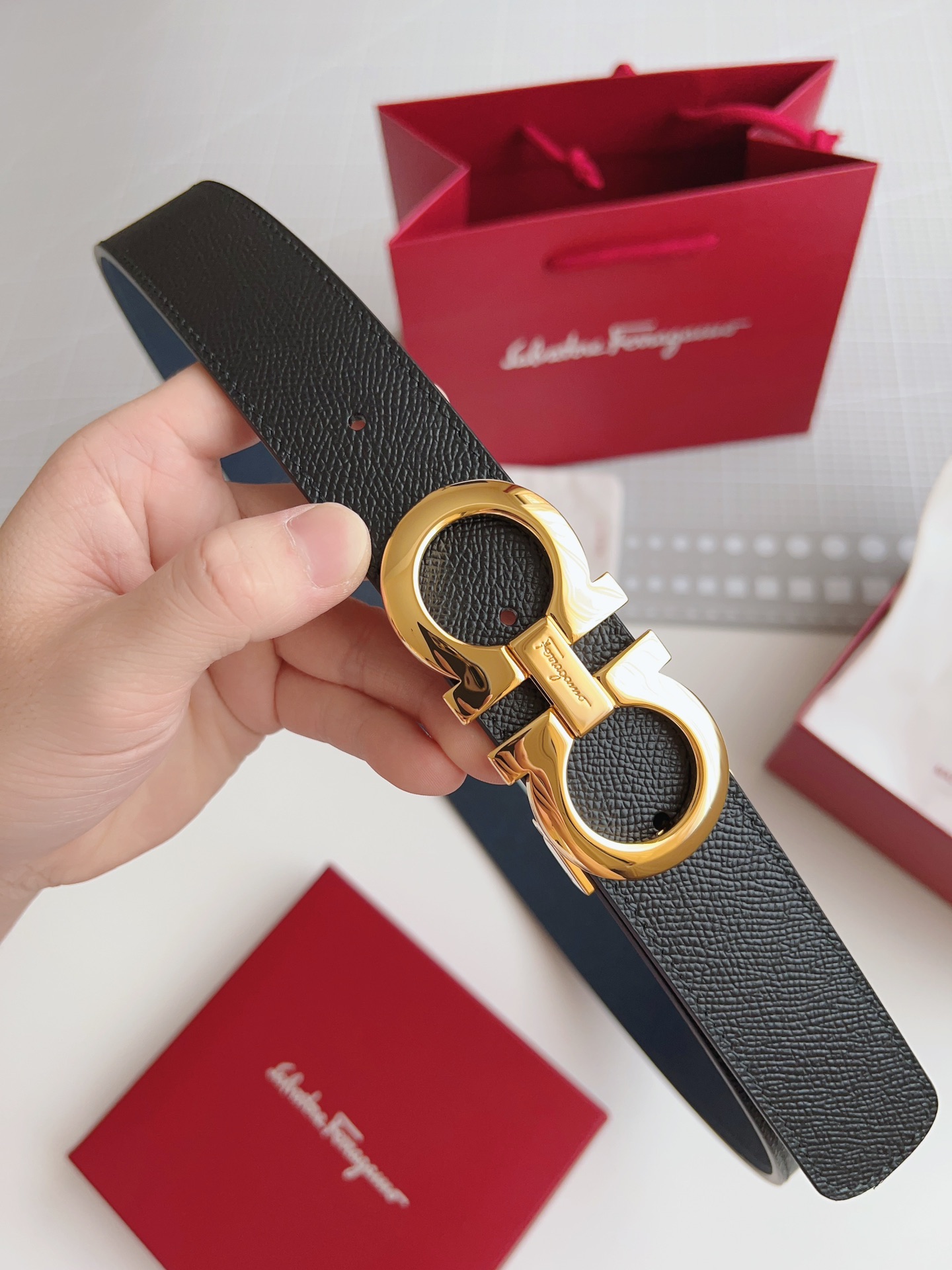 Salvatore Ferragamo Male Leather Belt Top Grain Leather M