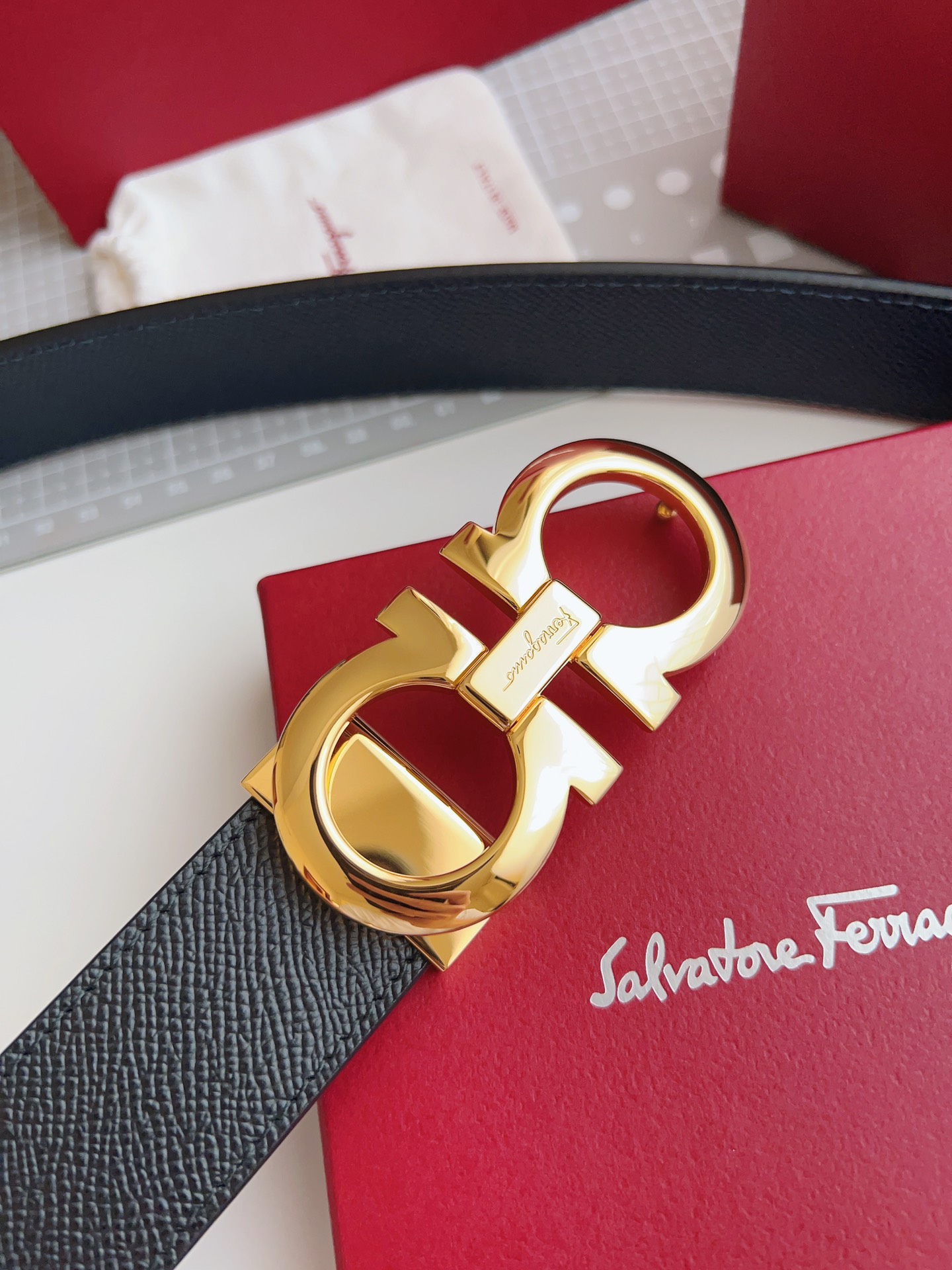 Salvatore Ferragamo Male Leather Belt Top Grain Leather M