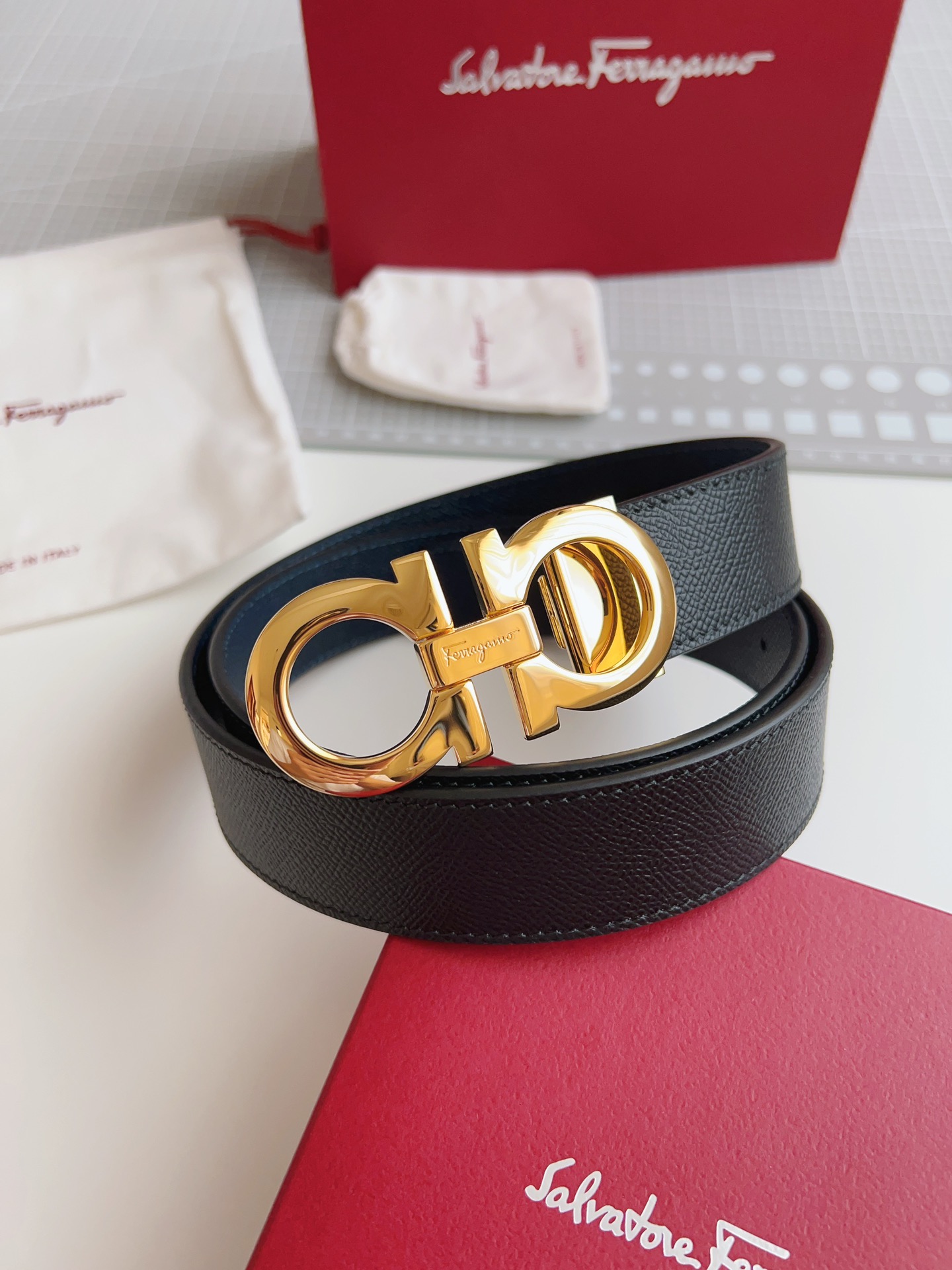 Salvatore Ferragamo Male Leather Belt Top Grain Leather M