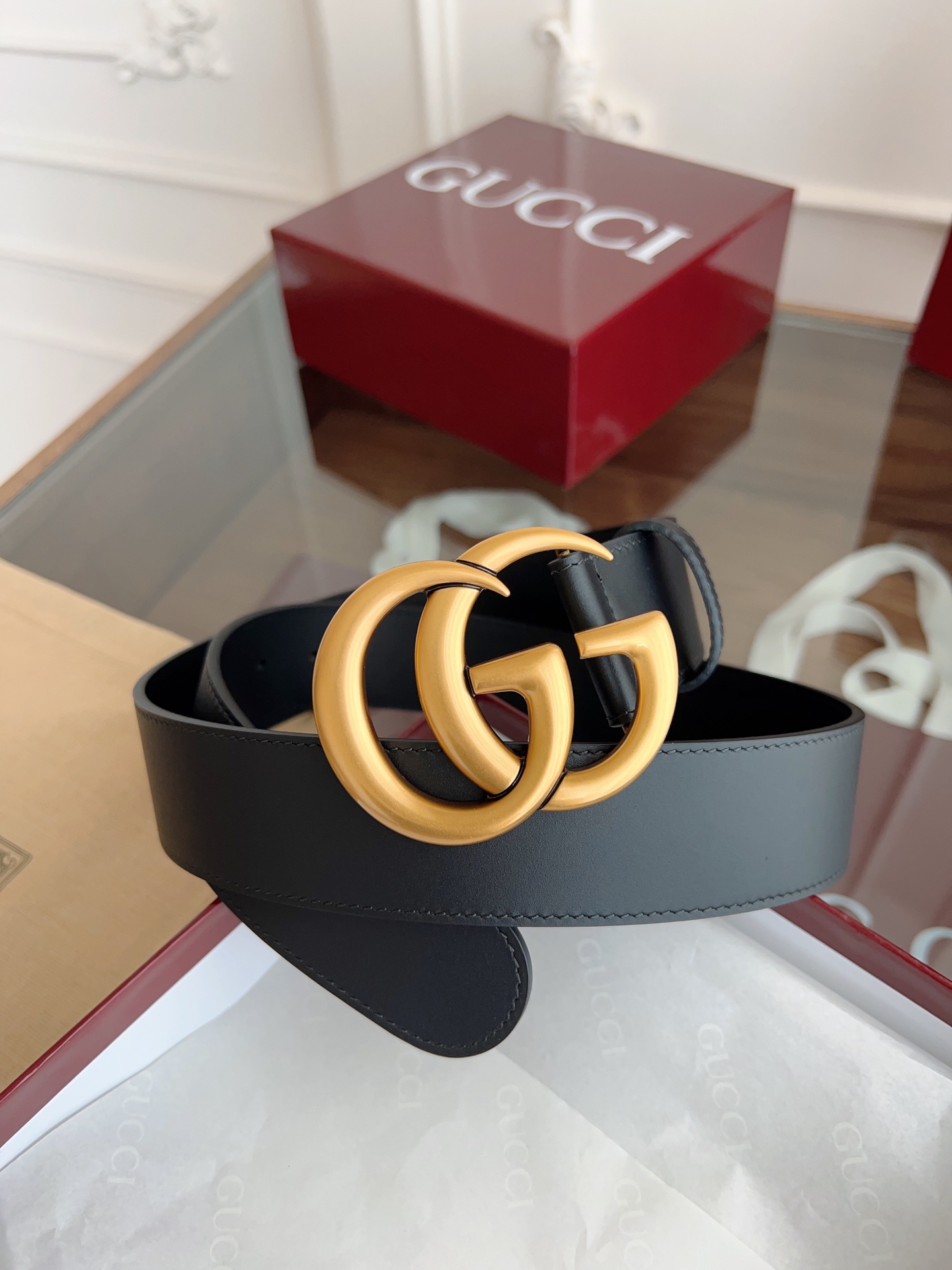 Gucci Basic Belt Cow Leather M-l
