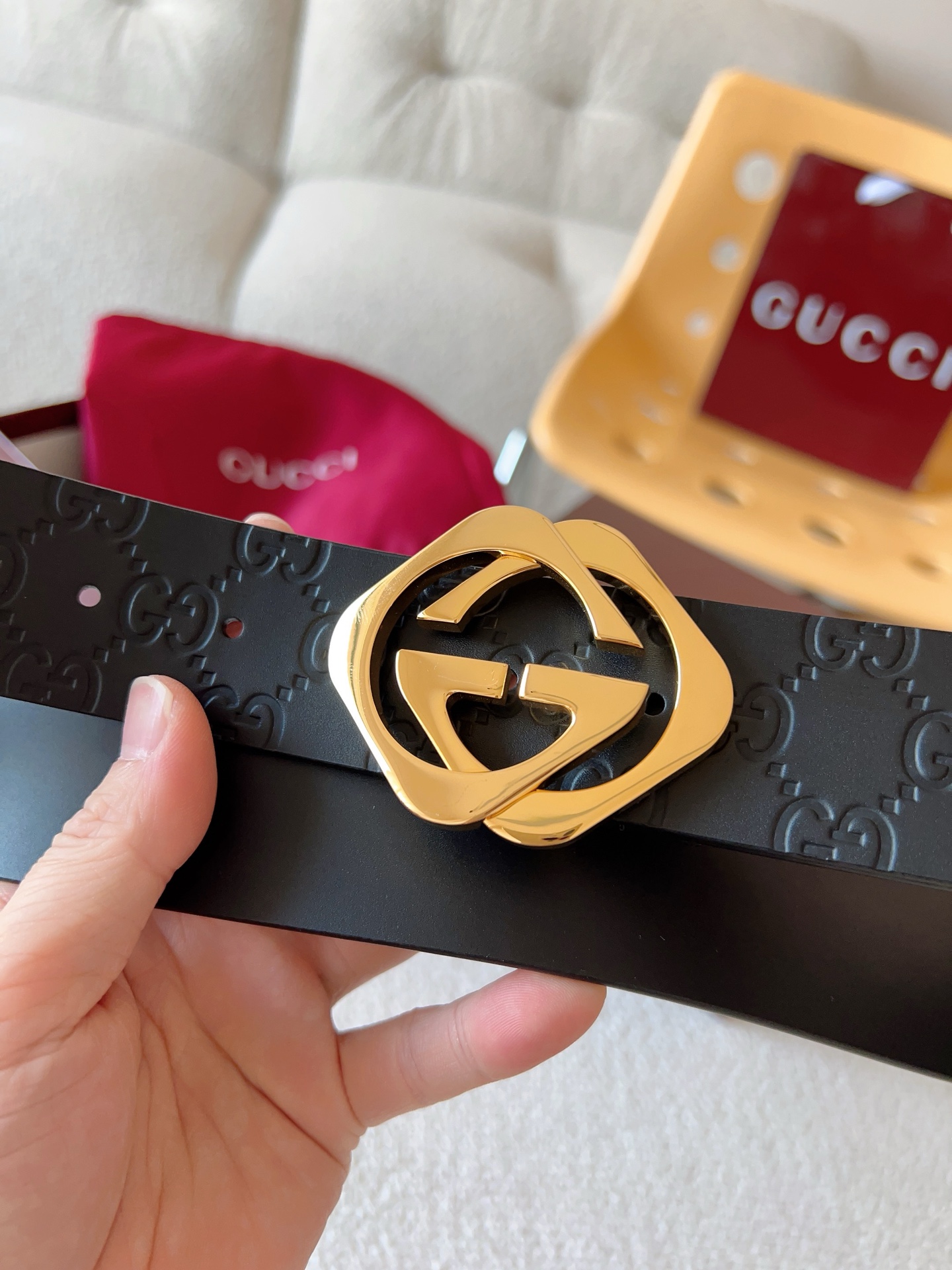 Gucci Leather Belt Top Grain Leather S-m