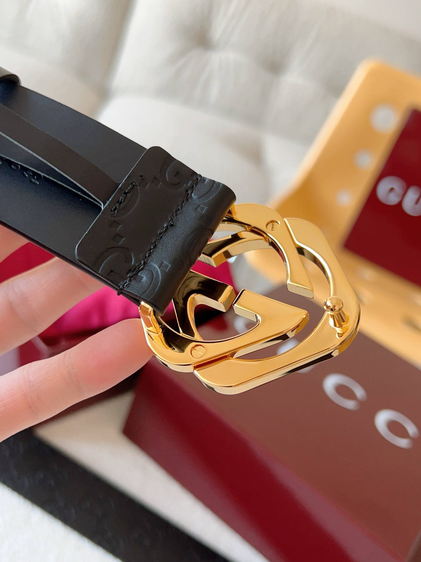 Gucci Leather Belt Top Grain Leather S-m