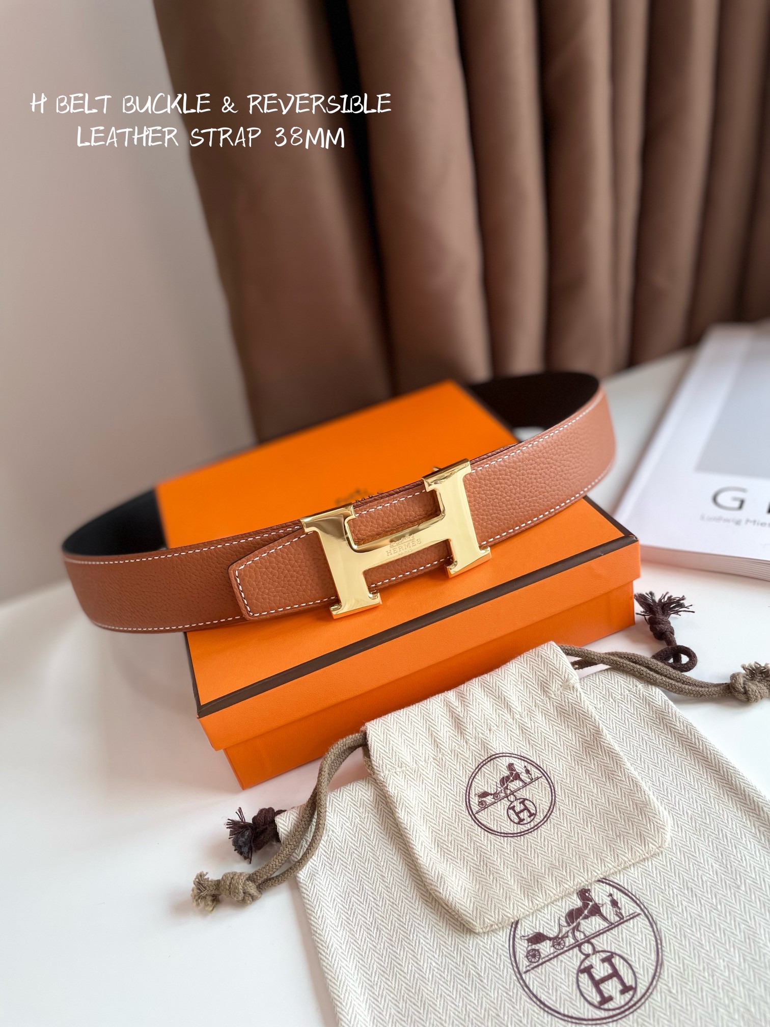 Hermès Male Leather Belt Cow Leather 38mm