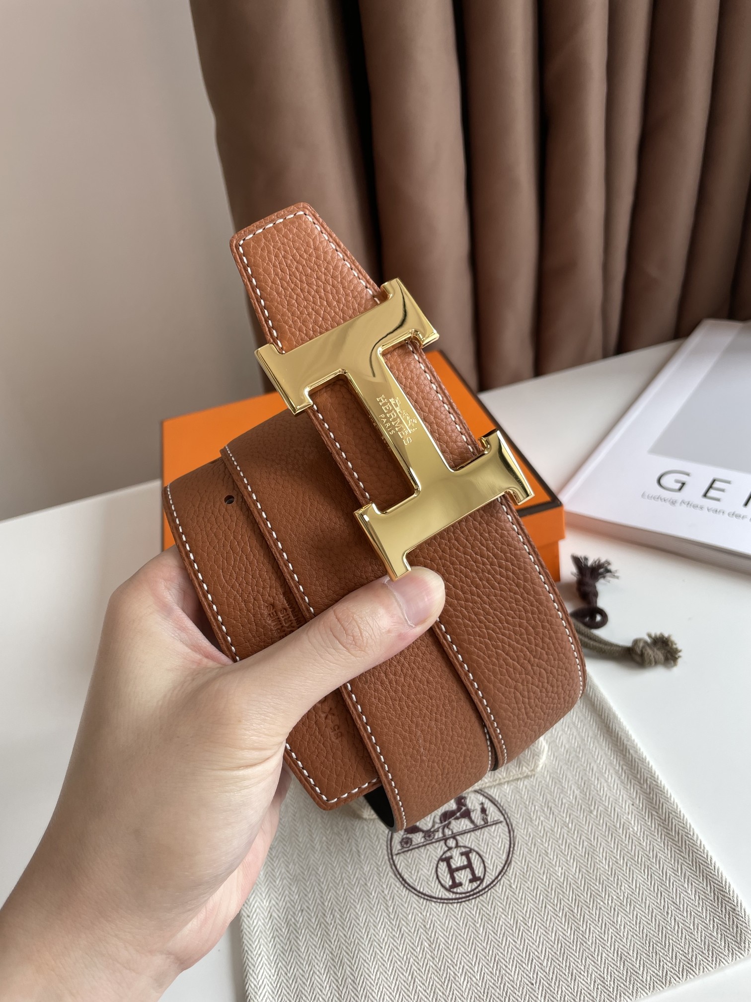 Hermès Male Leather Belt Cow Leather 38mm