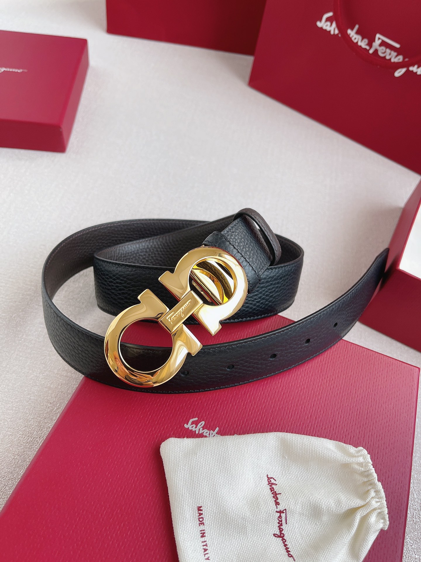 Salvatore Ferragamo Leather Belt 35mm-s-m-l