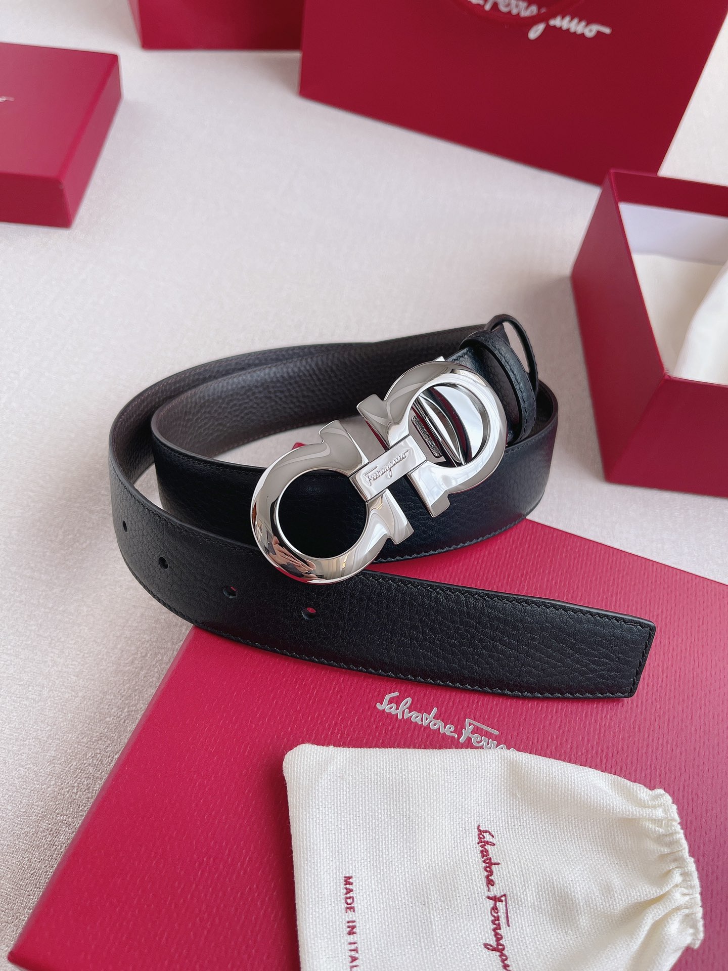 Salvatore Ferragamo Leather Belt 35mm-s-m-l