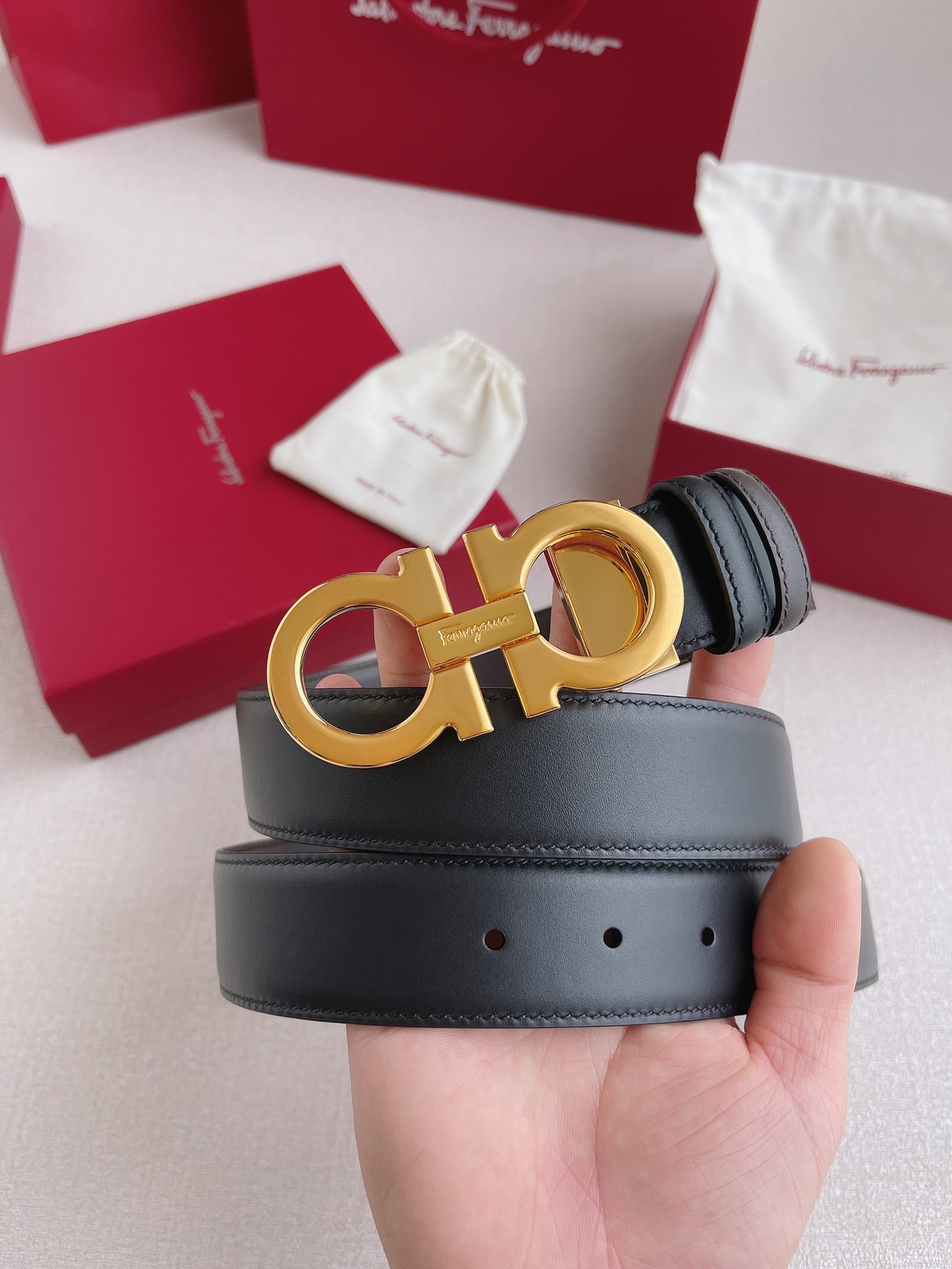 Salvatore Ferragamo Leather Belt 35mm-s-m-l