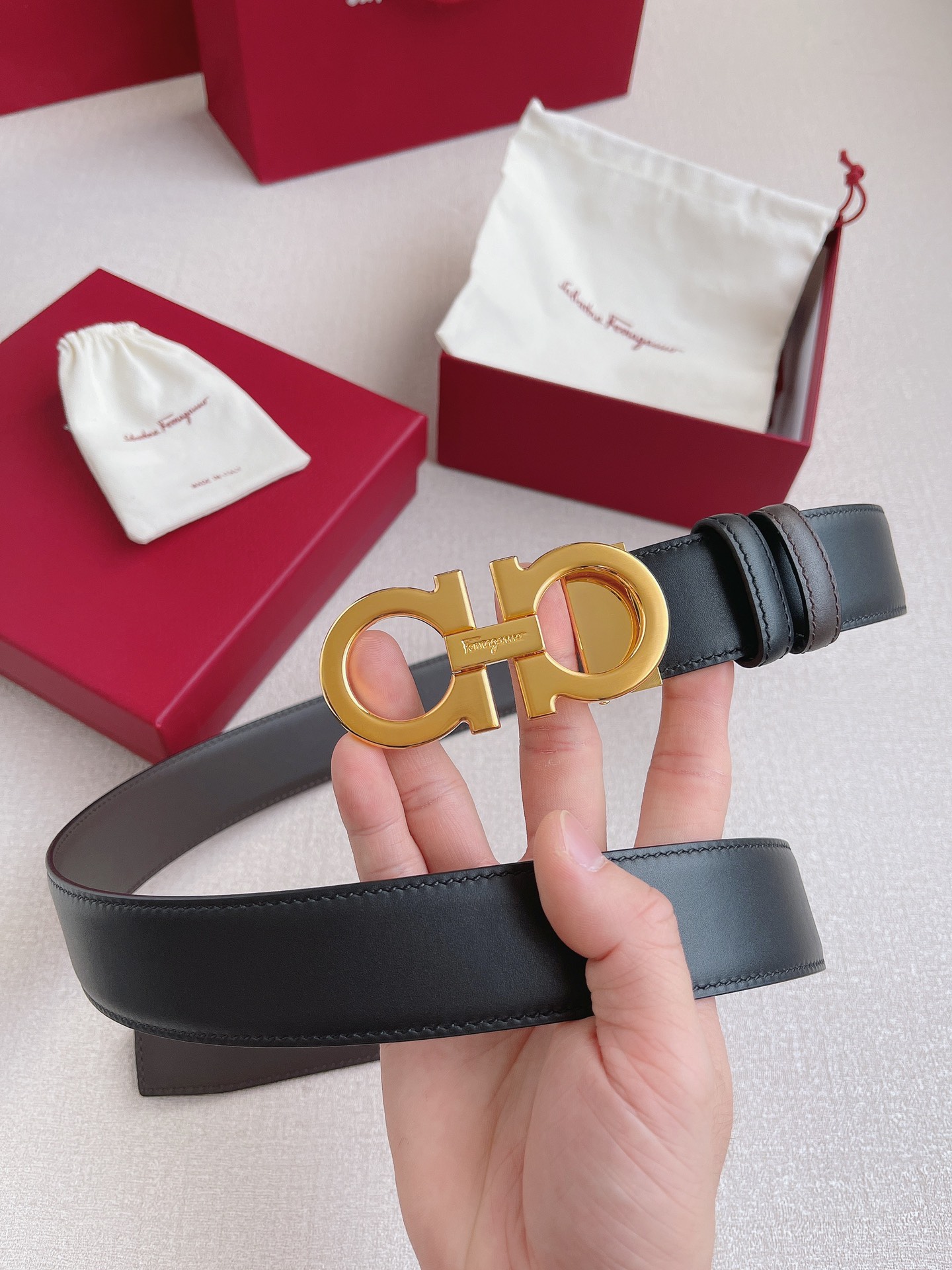 Salvatore Ferragamo Leather Belt 35mm-s-m-l