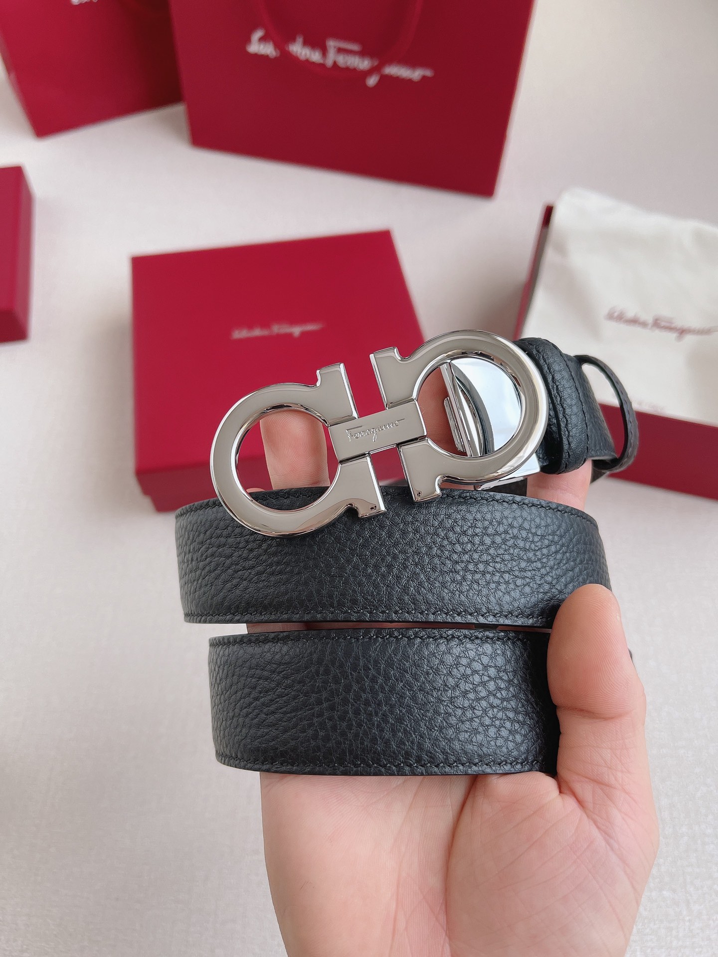 Salvatore Ferragamo Leather Belt 35mm-s-m-l