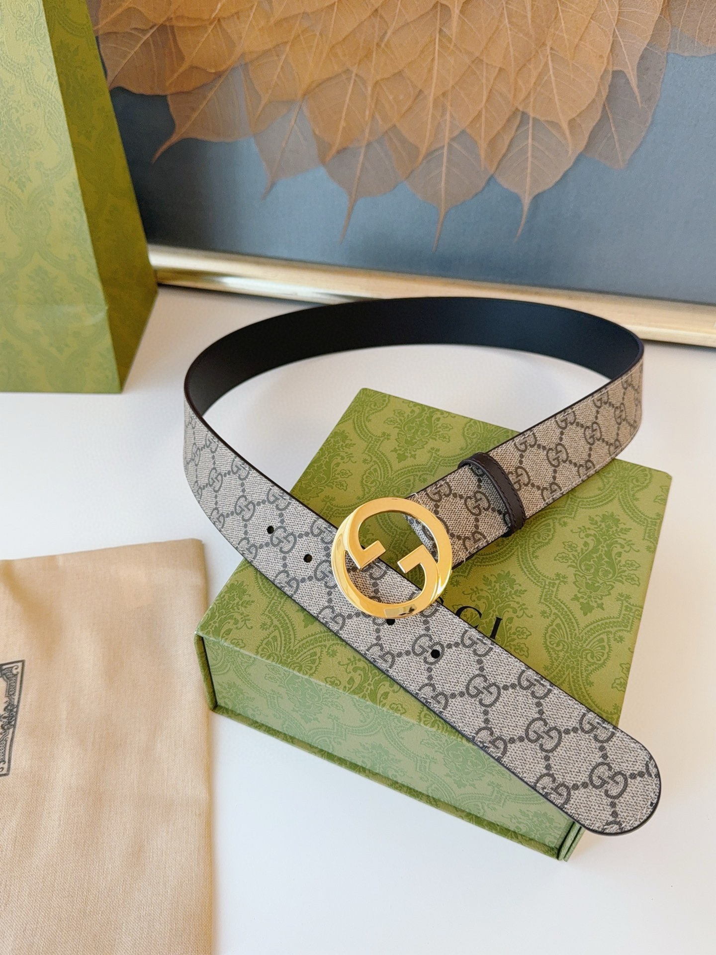 Gucci Male Leather Belt Top Grain Leather 38mm