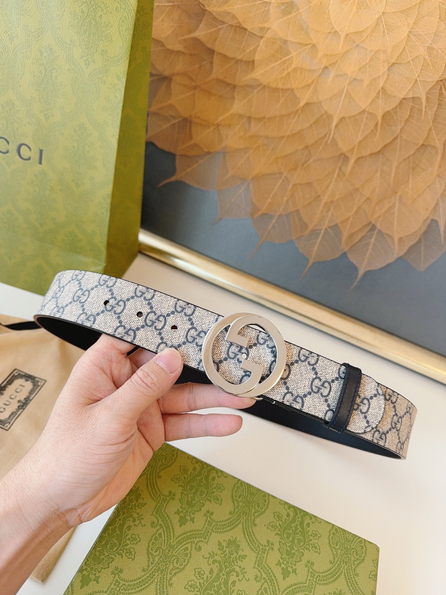 Gucci Male Leather Belt Top Grain Leather 38mm