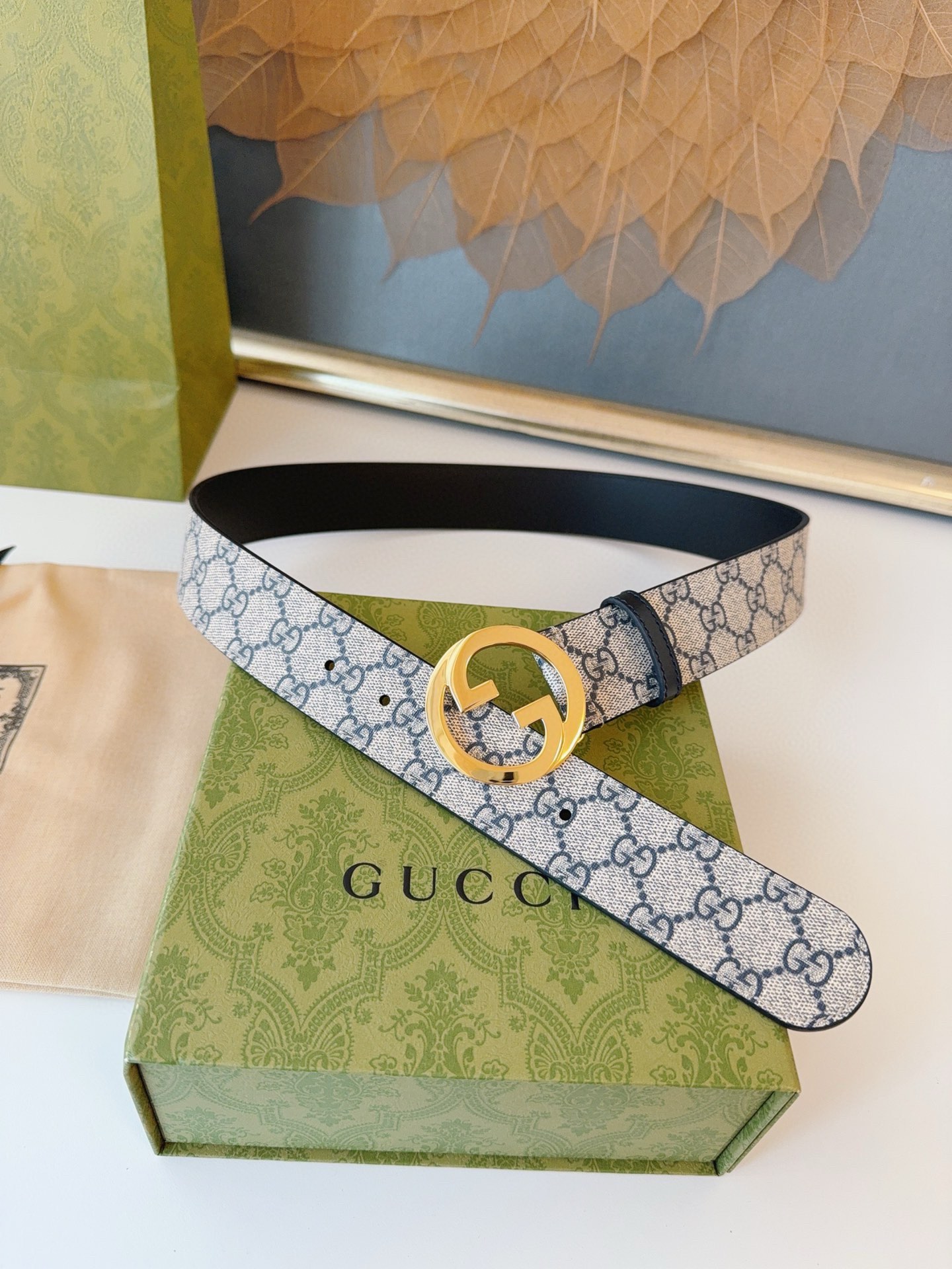 Gucci Male Leather Belt Top Grain Leather 38mm